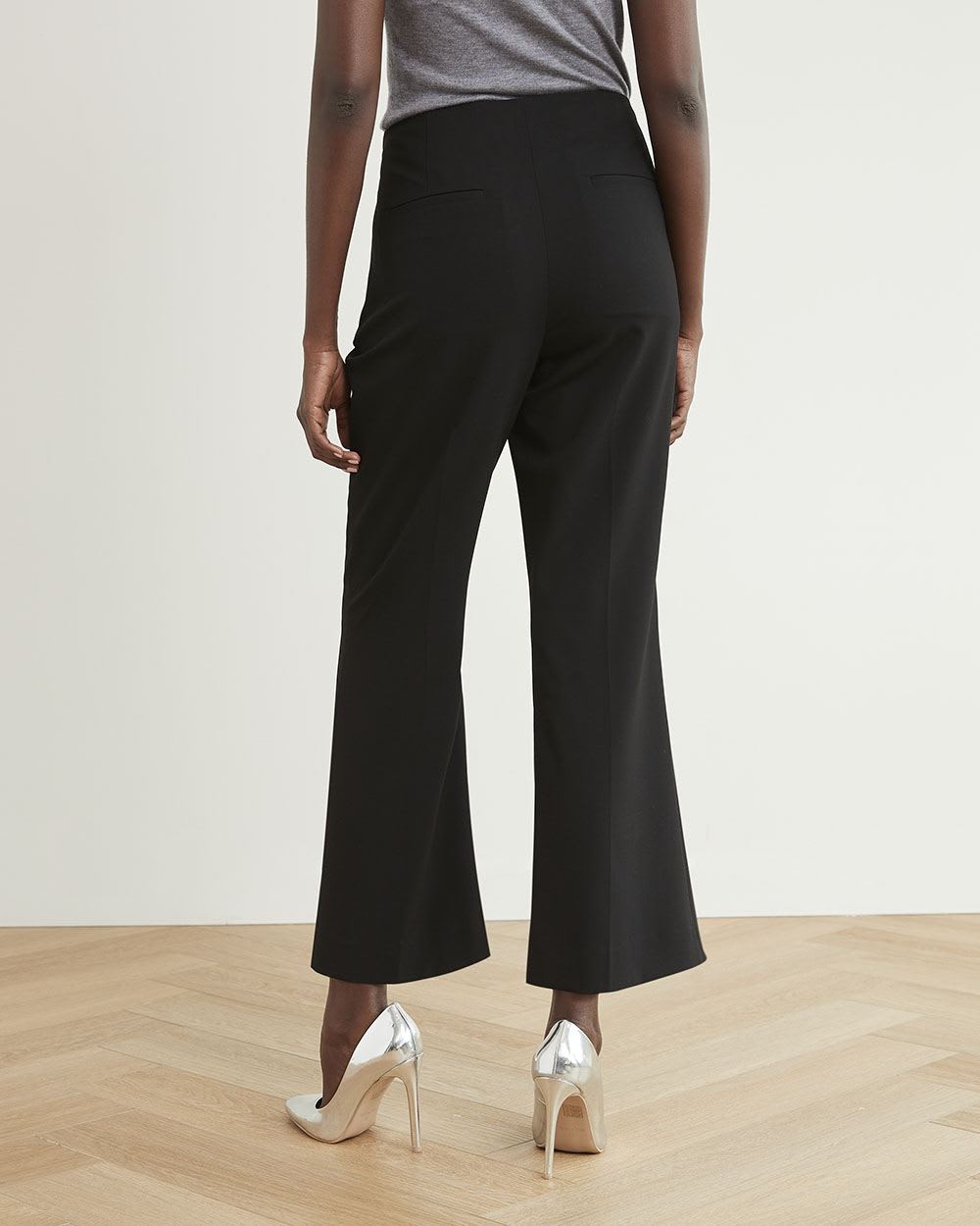 Flare-Leg Mid-Rise Crop Black Pant