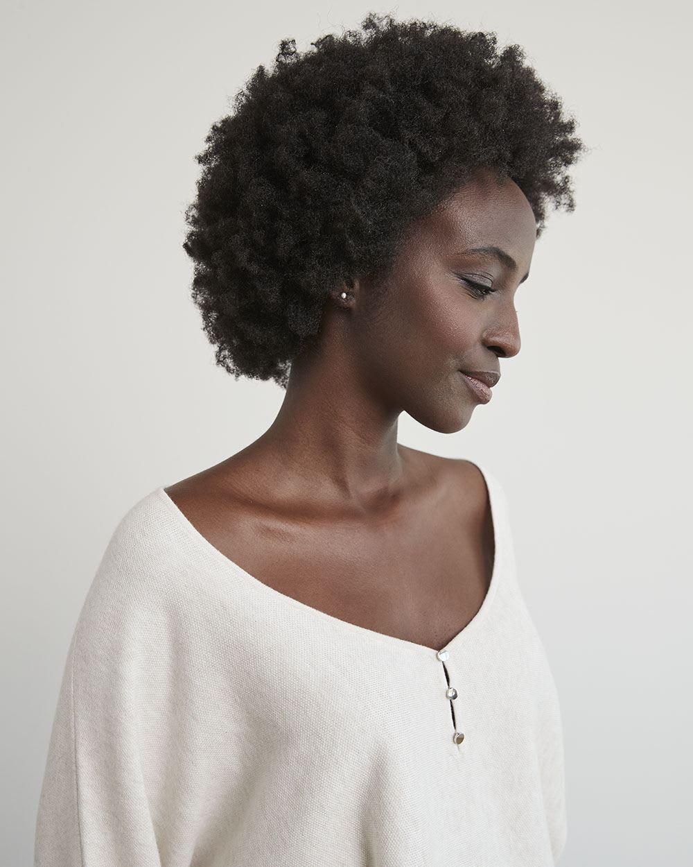 Batwing-Sleeve Sweater with Sweetheart Neckline