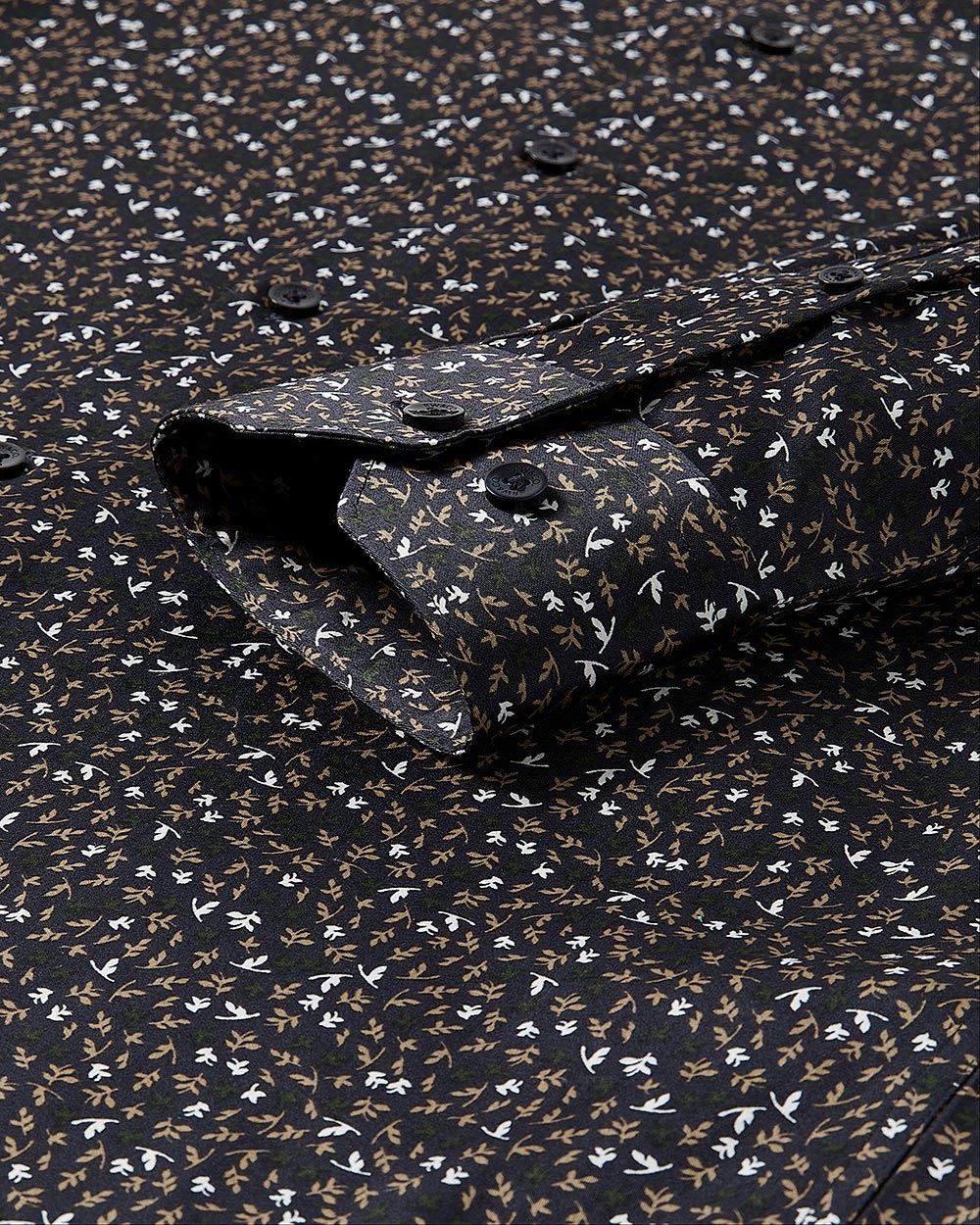Tailored-Fit Dress Shirt with Micro Foliage Print