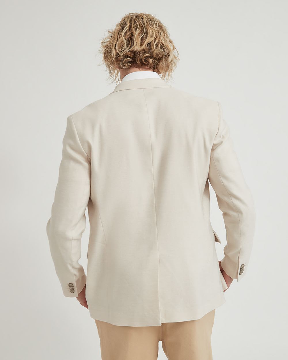 Gender-Neutral Double-Breasted Linen Blazer
