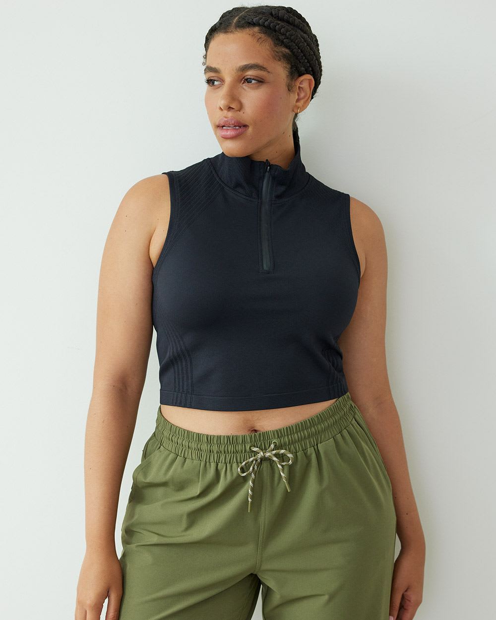 Half-Zip Sleeveless Knit Top, Hyba
