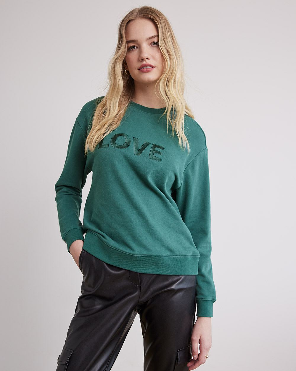 Long-Sleeve Crew-Neck Brushed French Terry Sweatshirt