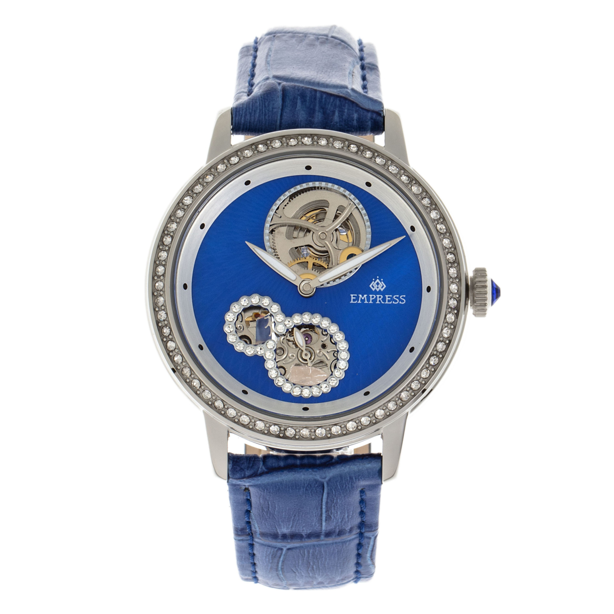 Empress - Tatiana Automatic Semi-Skeleton Leather-Band Watch - Blue