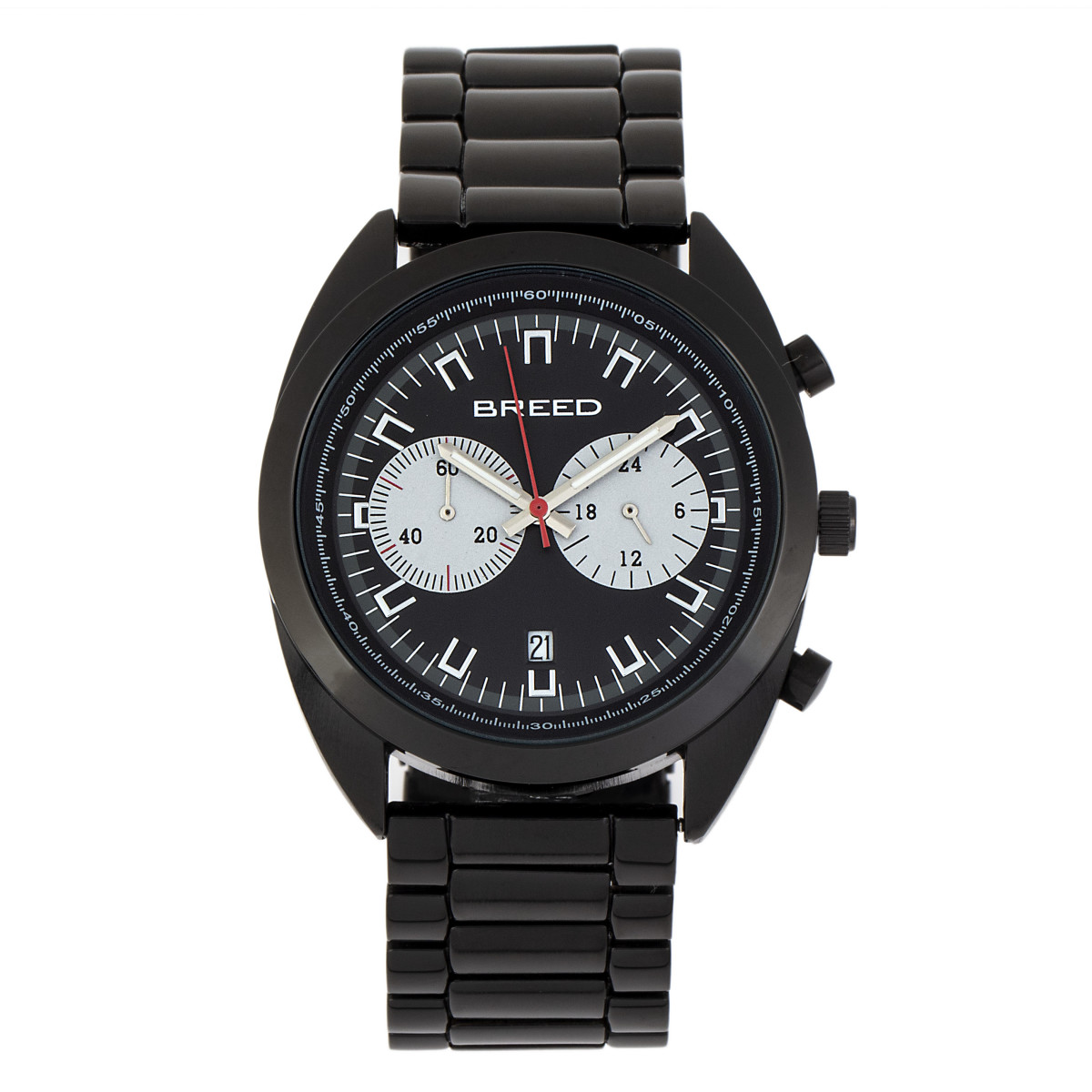 Breed - Racer Chronograph Bracelet Watch w/Date - Silver/Black