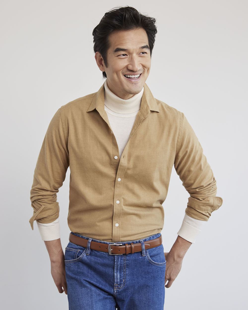 Slim-Fit Solid Flannel Shirt