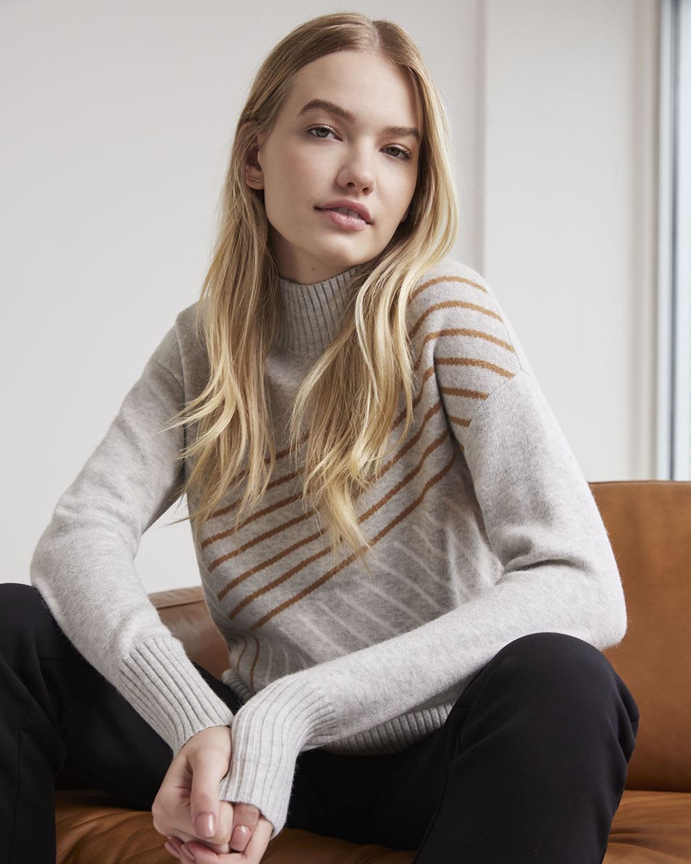 Relaxed-Fit Long-Sleeve Mock-Neck Sweater