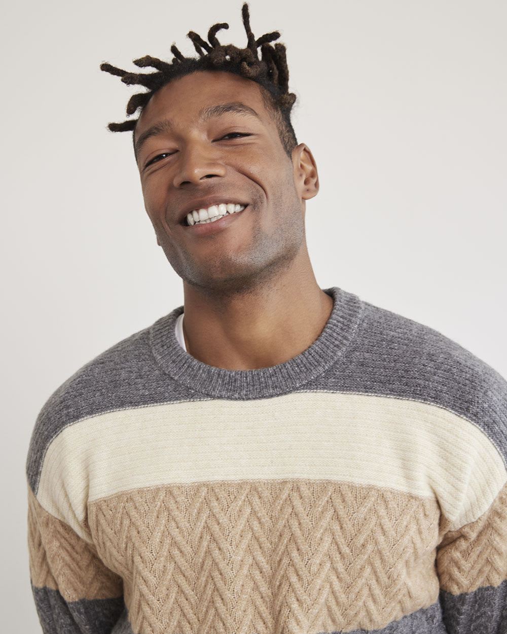 Striped Long-Sleeve Crew-Neck Sweater