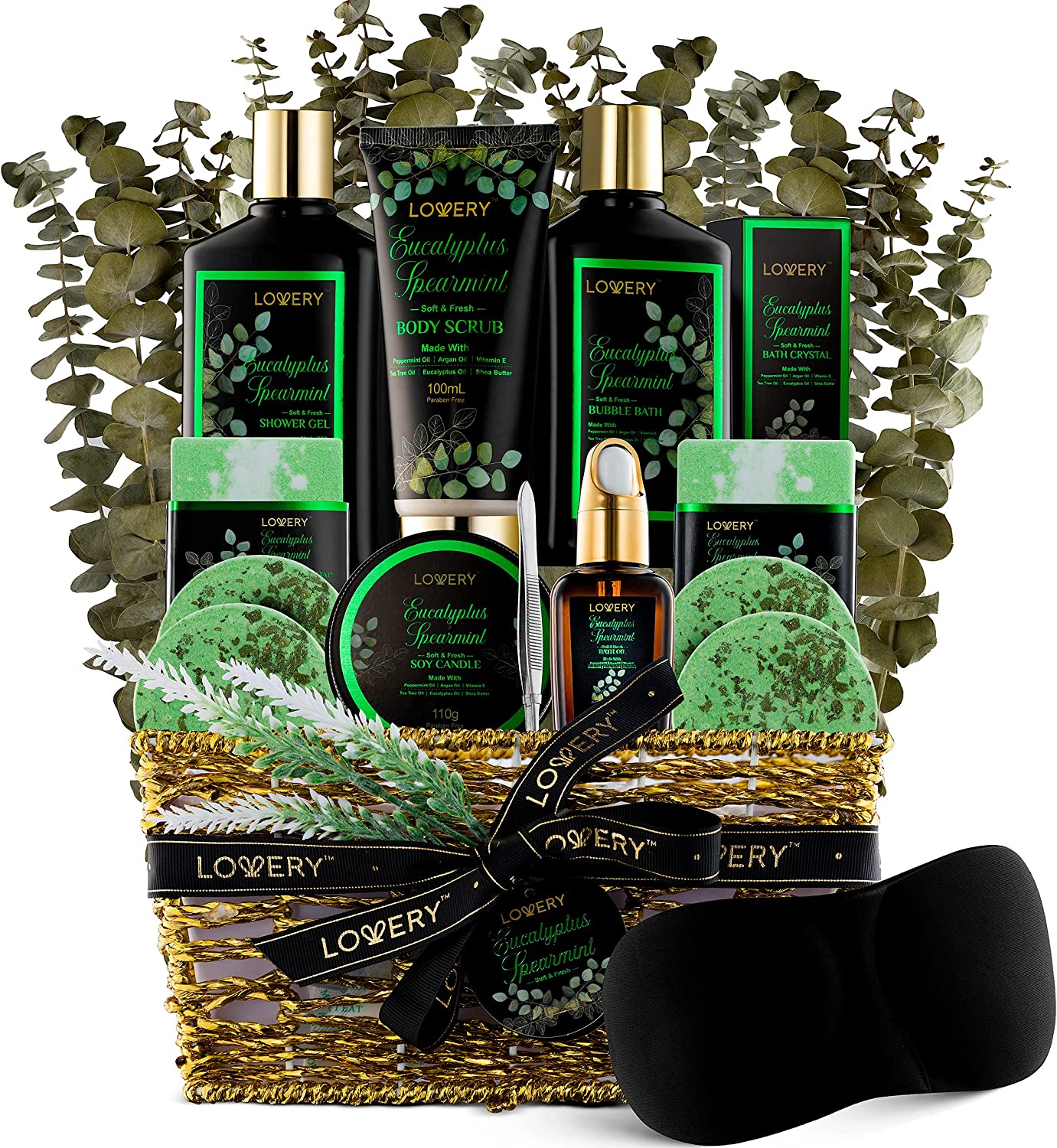 Lovery Eucalyptus Spearmint Bath Set - Luxury Aromatherapy Home Spa Set – 17 Piece