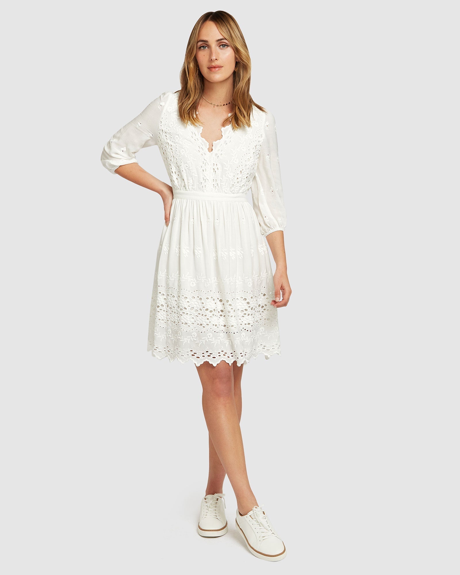 Belle & Bloom Sweet Talk Eyelet Mini Dress