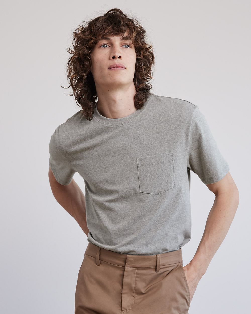 Solid Short-Sleeve Crew-Neck Tee with Chest Pocket