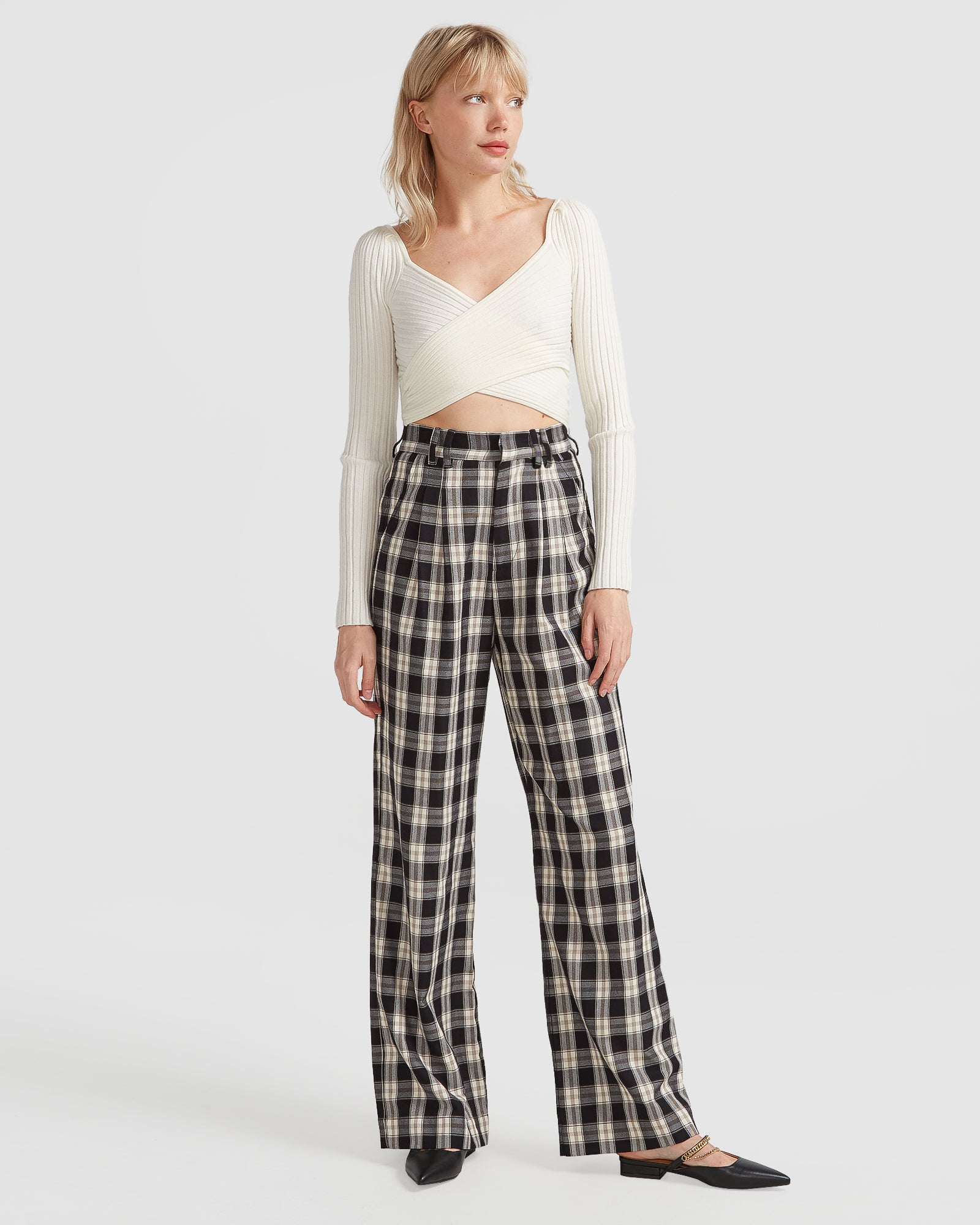Belle & Bloom Dominoes Wide Leg Check Pant