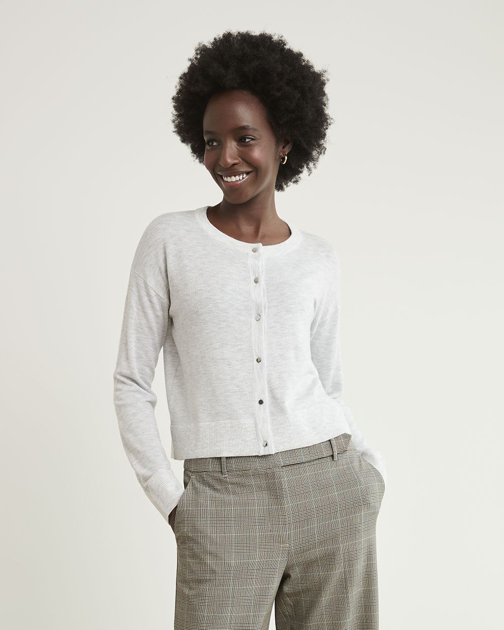 Short Boxy Buttoned-Down Cardigan
