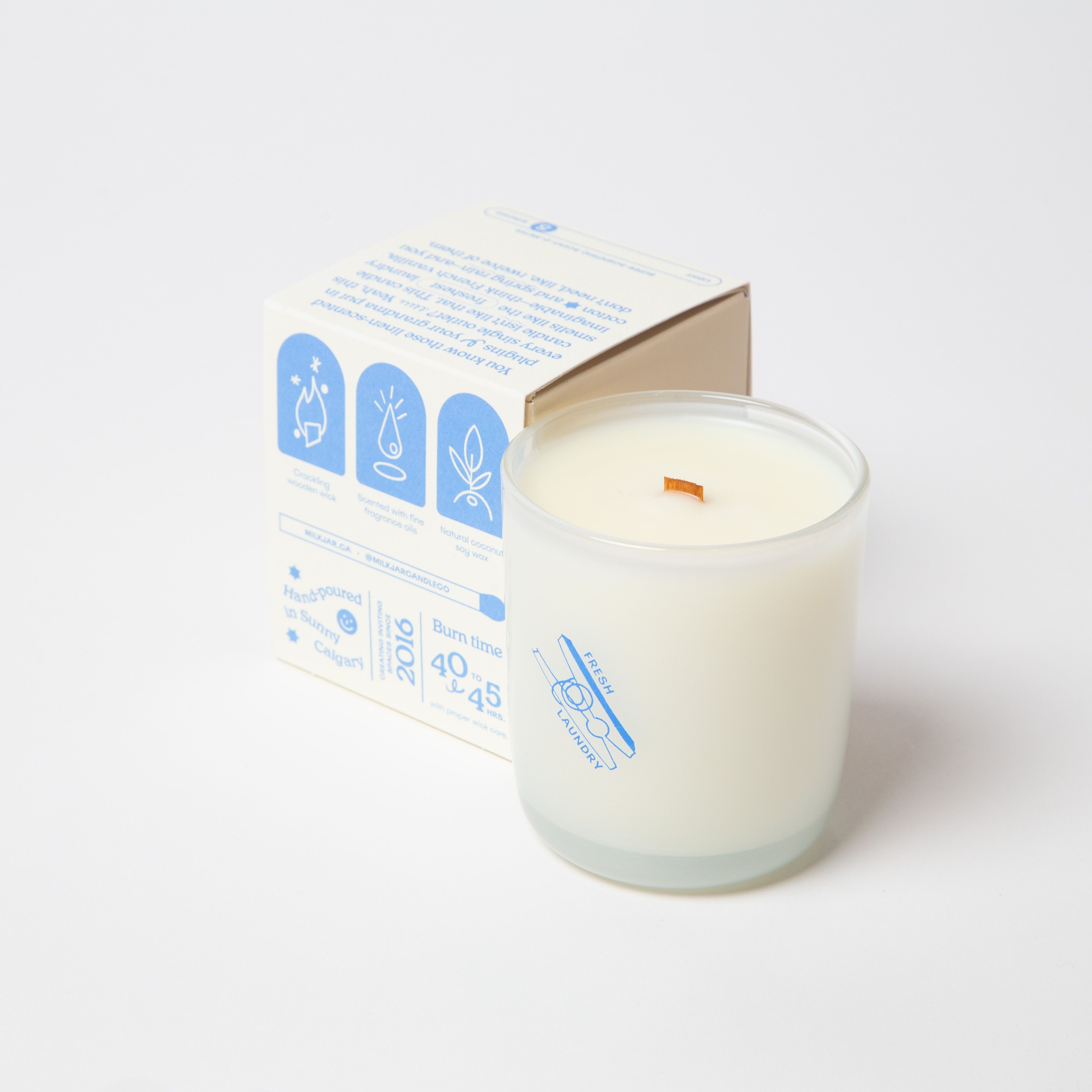 Milk Jar Fresh Laundry Candle | Spring Rain, Cotton & Vanilla 8oz