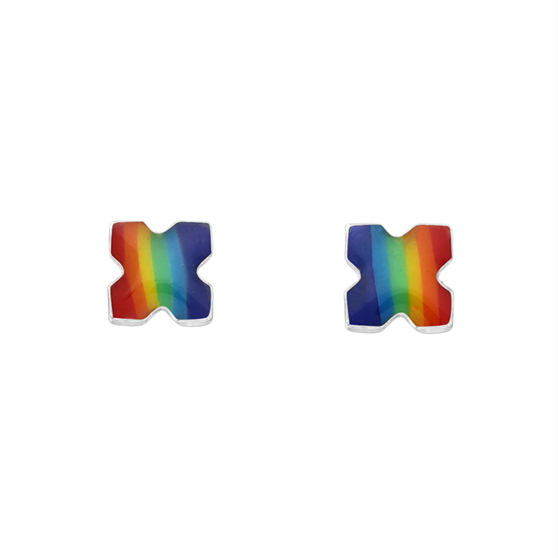 Ag Sterling - Sterling Silver Multi Colored Stud Earrings