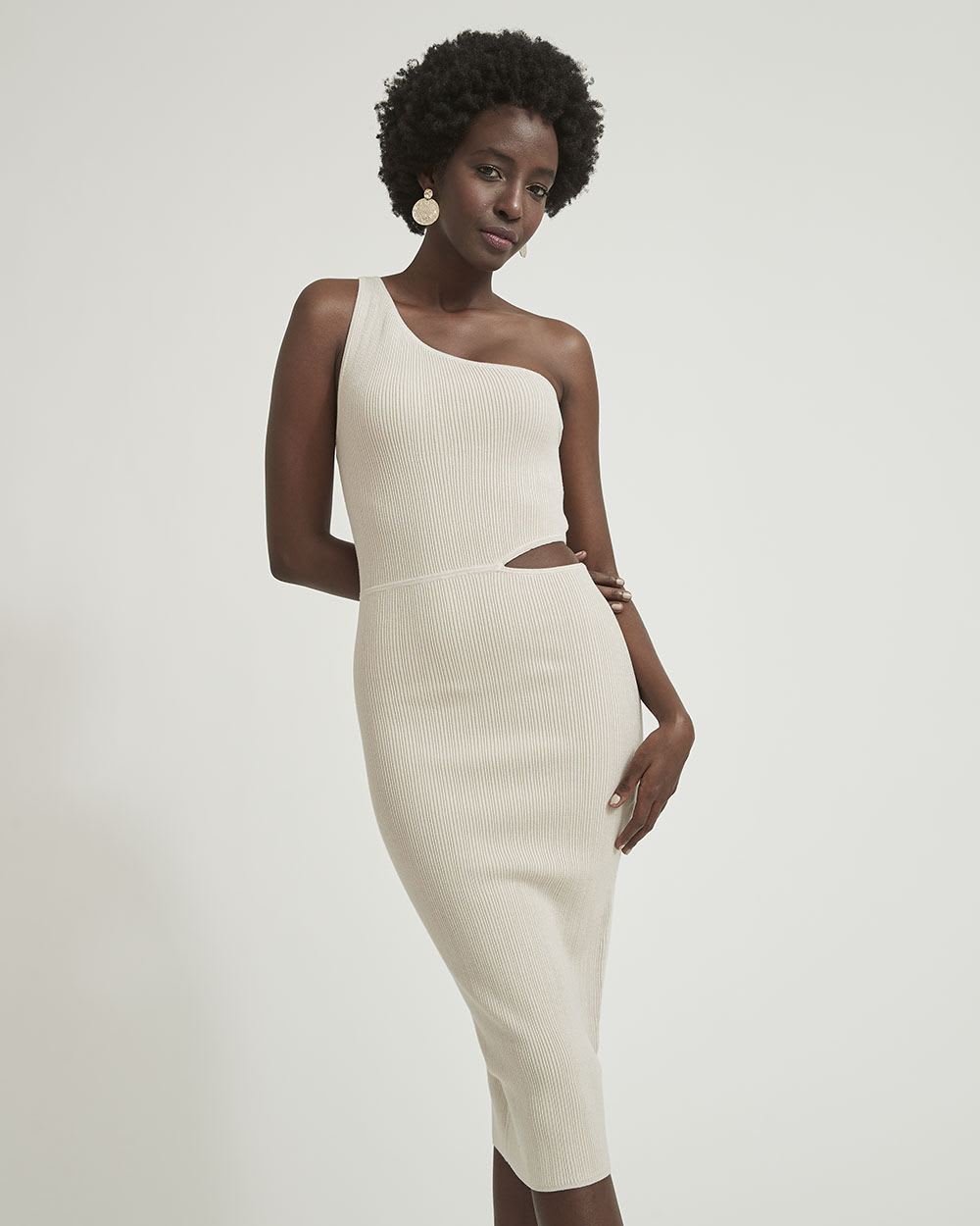 One-Shoulder Bodycon Knit Dress