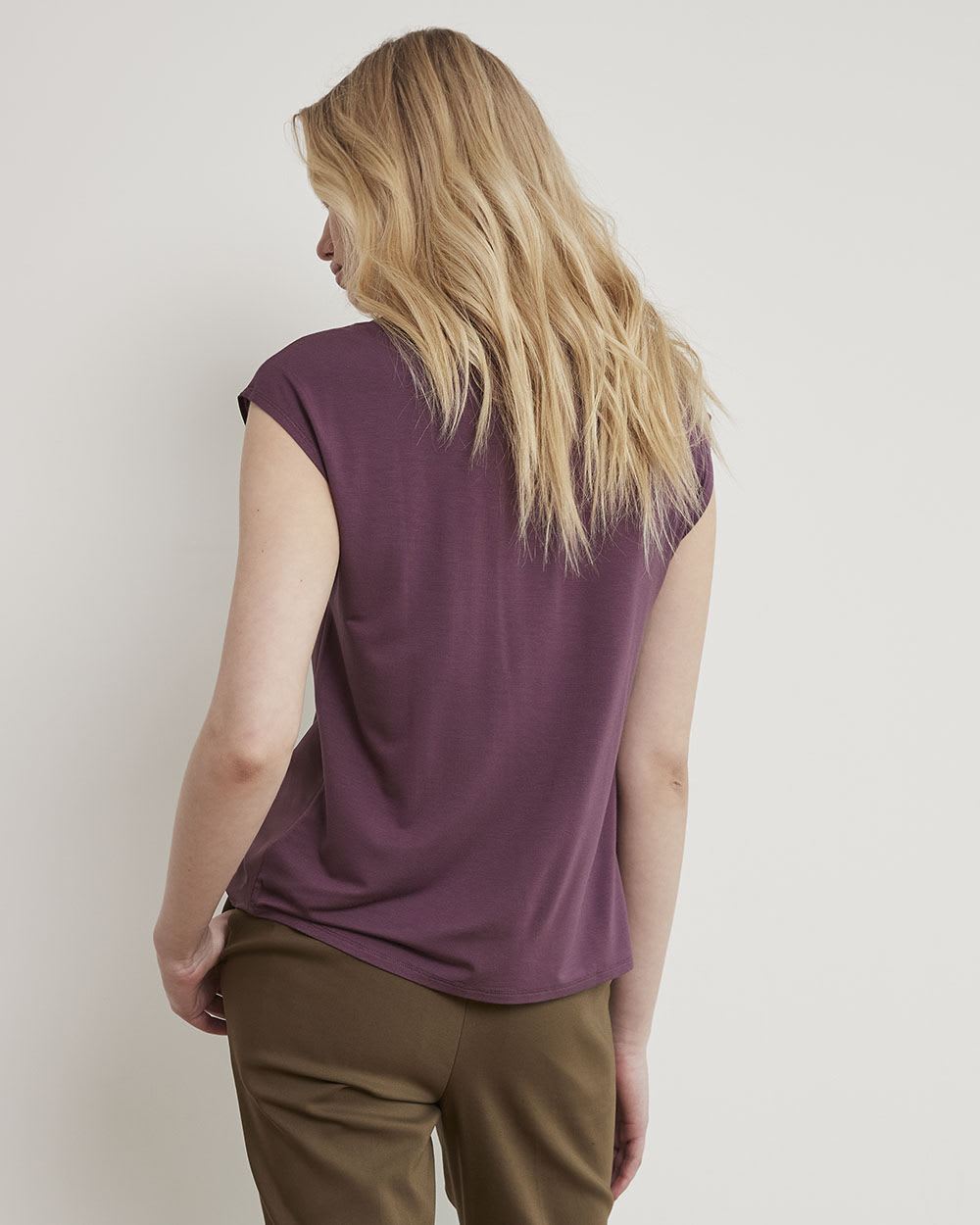 Mix-Media Tee with Shirt Collar