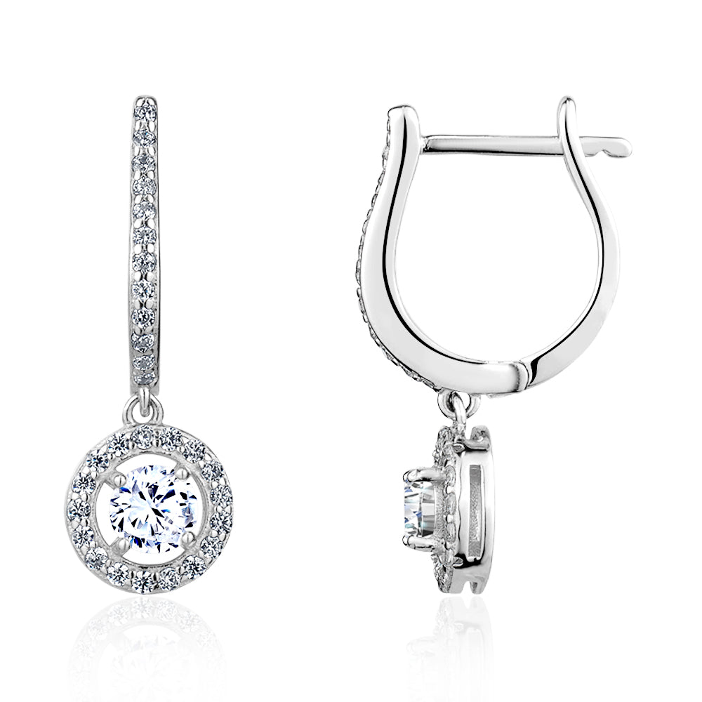 Club Rochelier 5A Cubic Zirconia Geometric Halo Drop Earrings