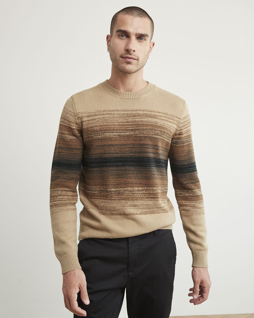Crew-Neck Sweater with Gradient Colour Blocks