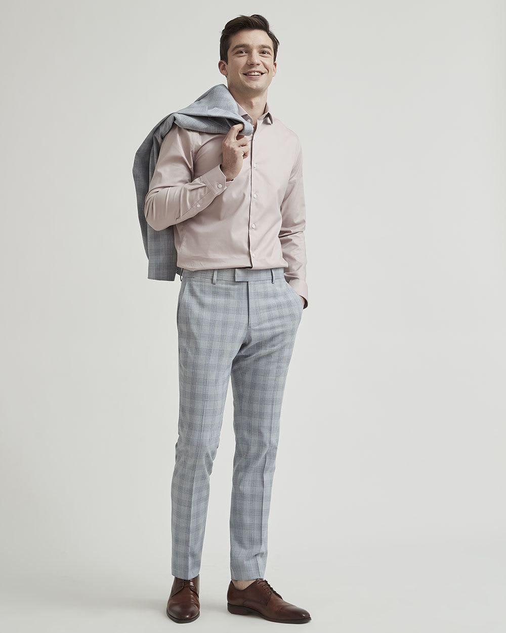 Slim Fit Checkered Grey Suit Pant