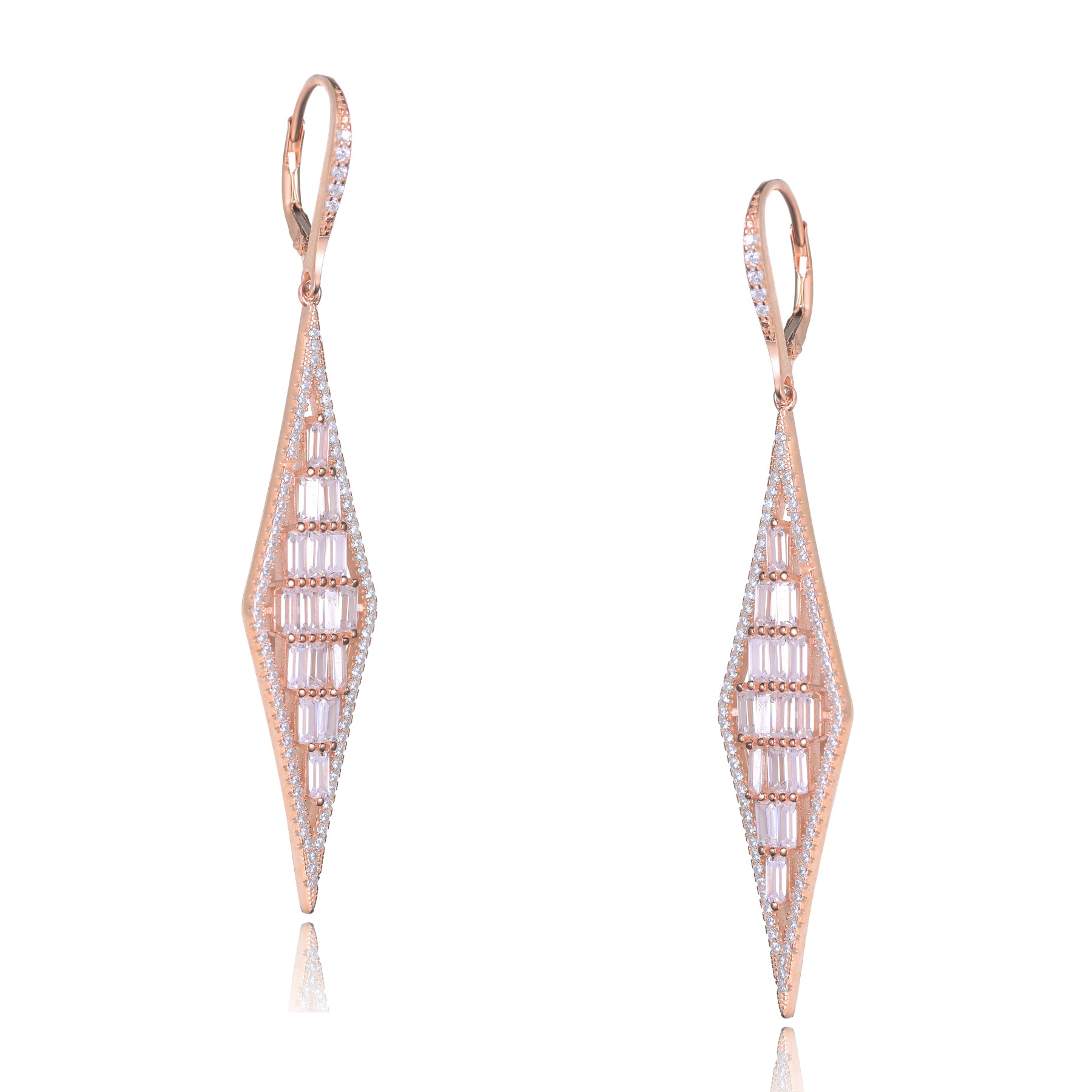 GV Sterling Silver Cubic Zirconia Long Drop Earrings