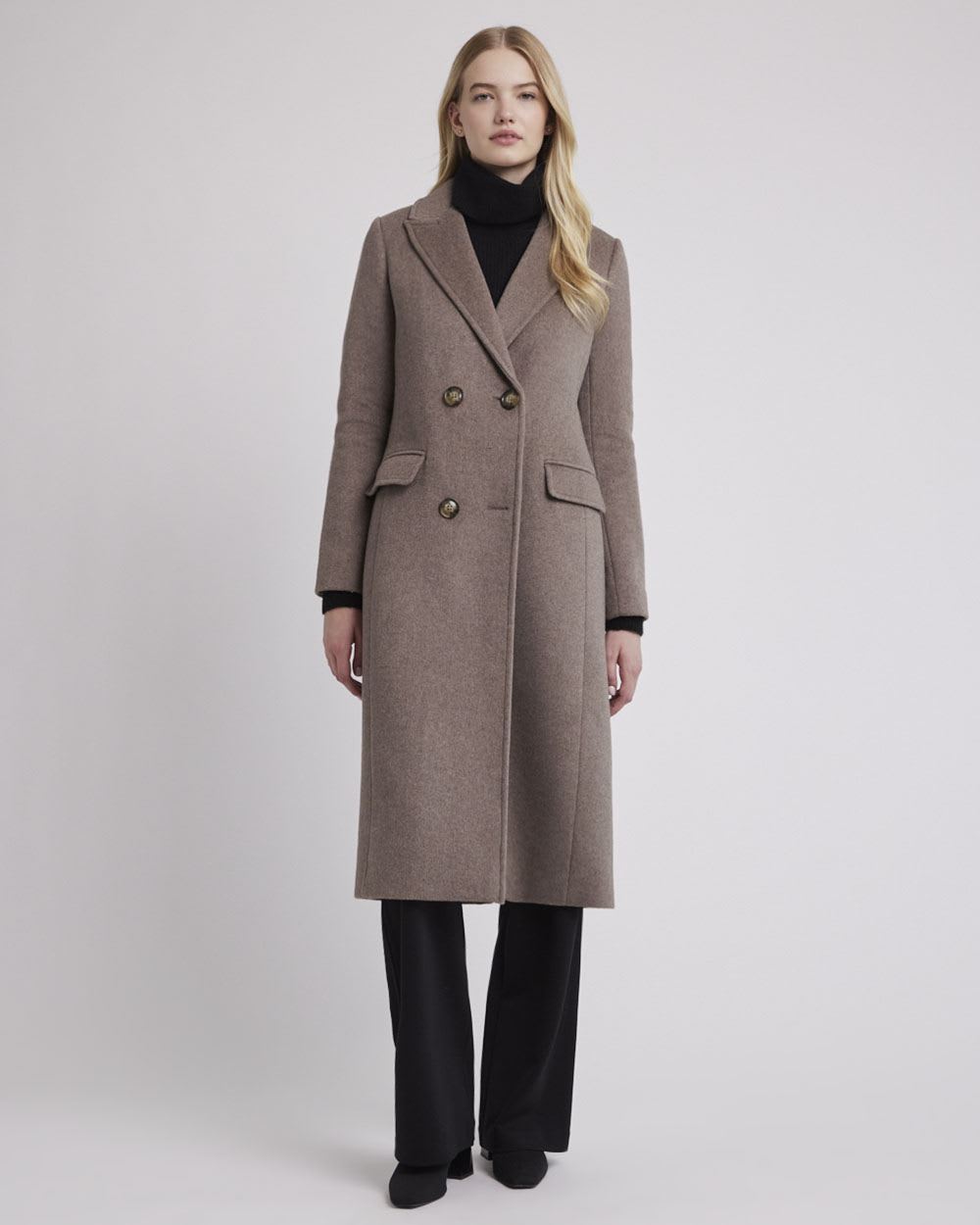 Long Double-Breasted Wool Coat