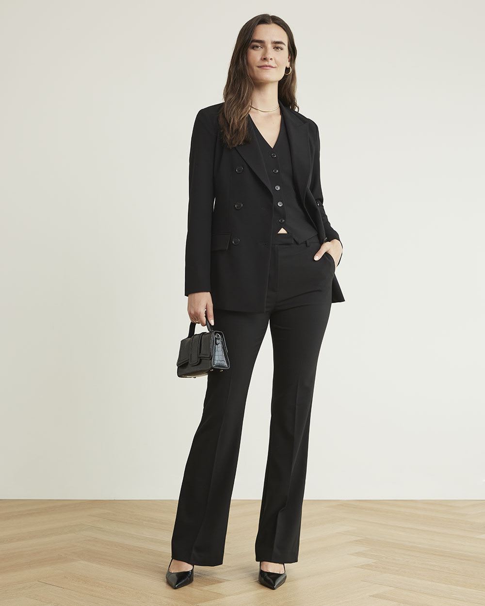 Black Fitted Double-Breasted Blazer