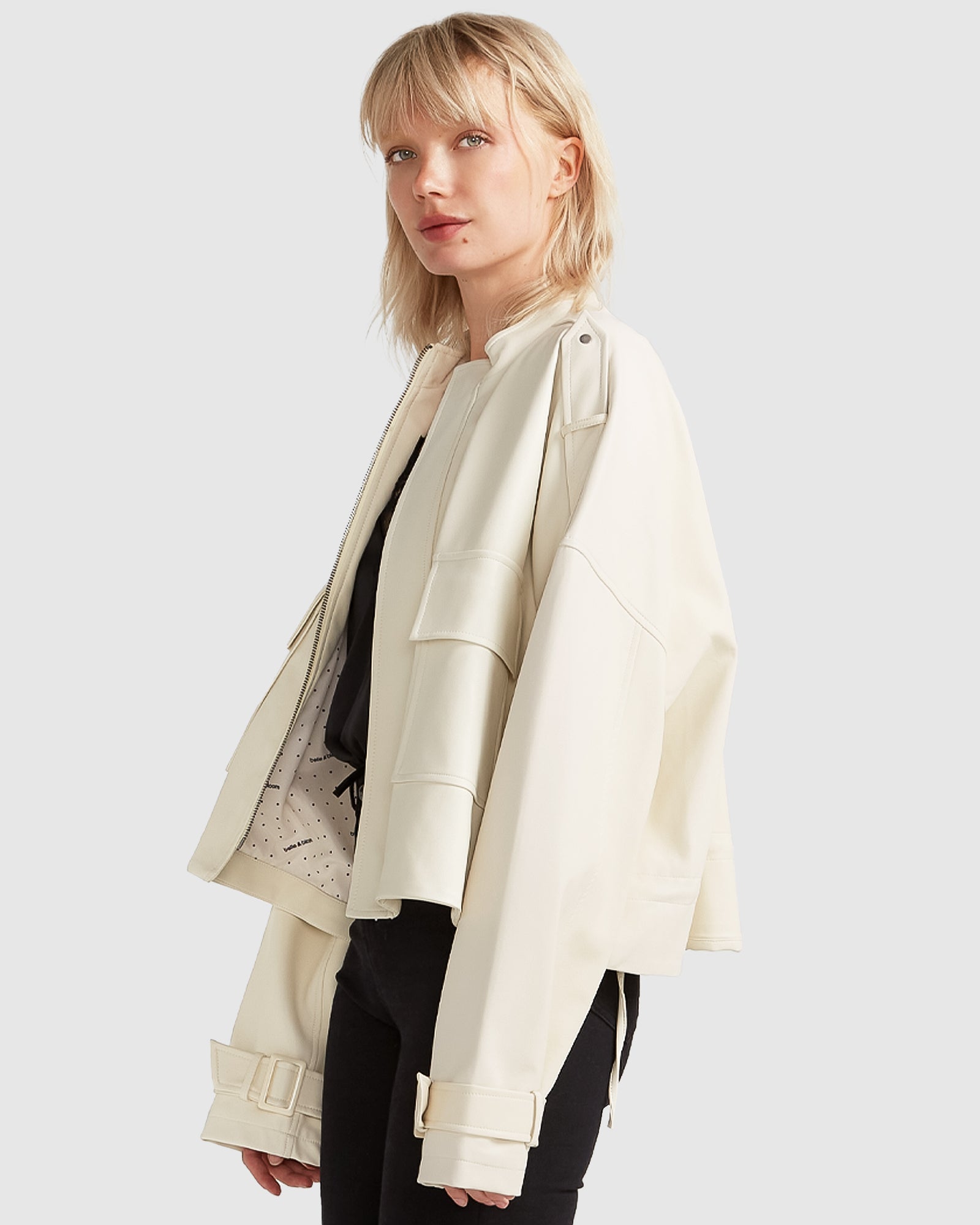 Belle & Bloom Reload Draped Leather Look Jacket