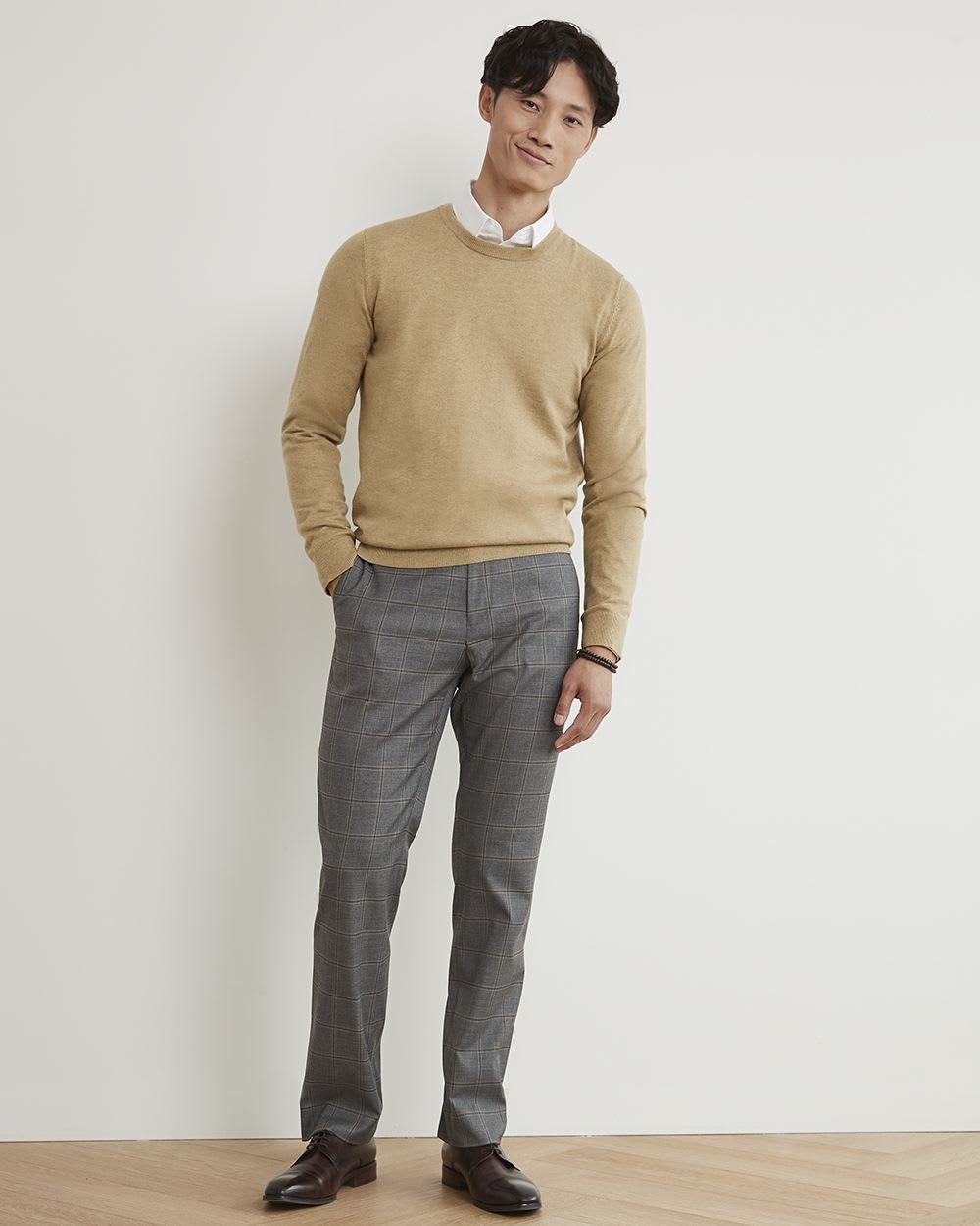 Tailored-Fit Windowpane Grey City Pant