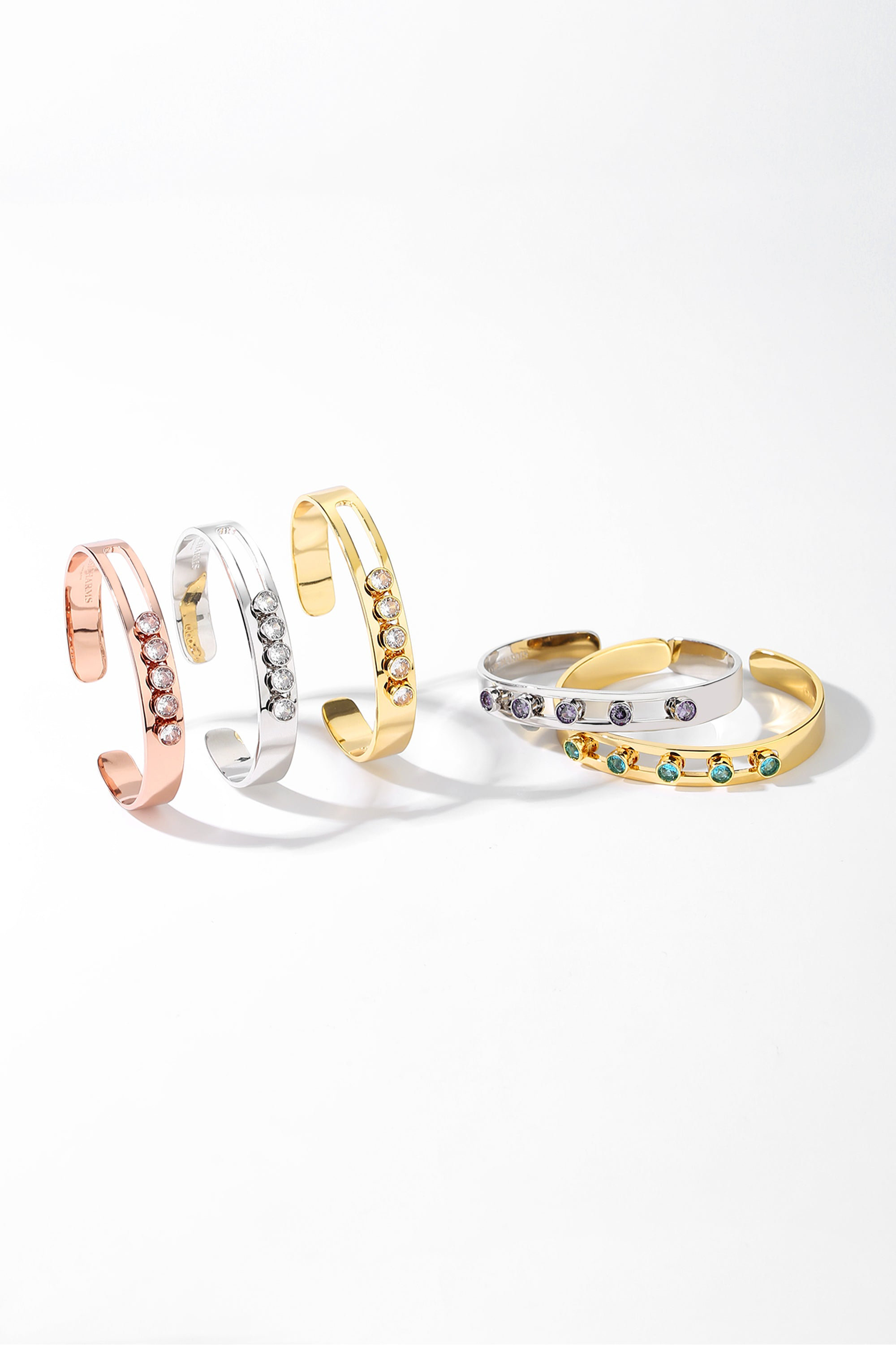 Classicharms-Audrey Twinkling Zirconia Half Crescent Bangle Bracelet