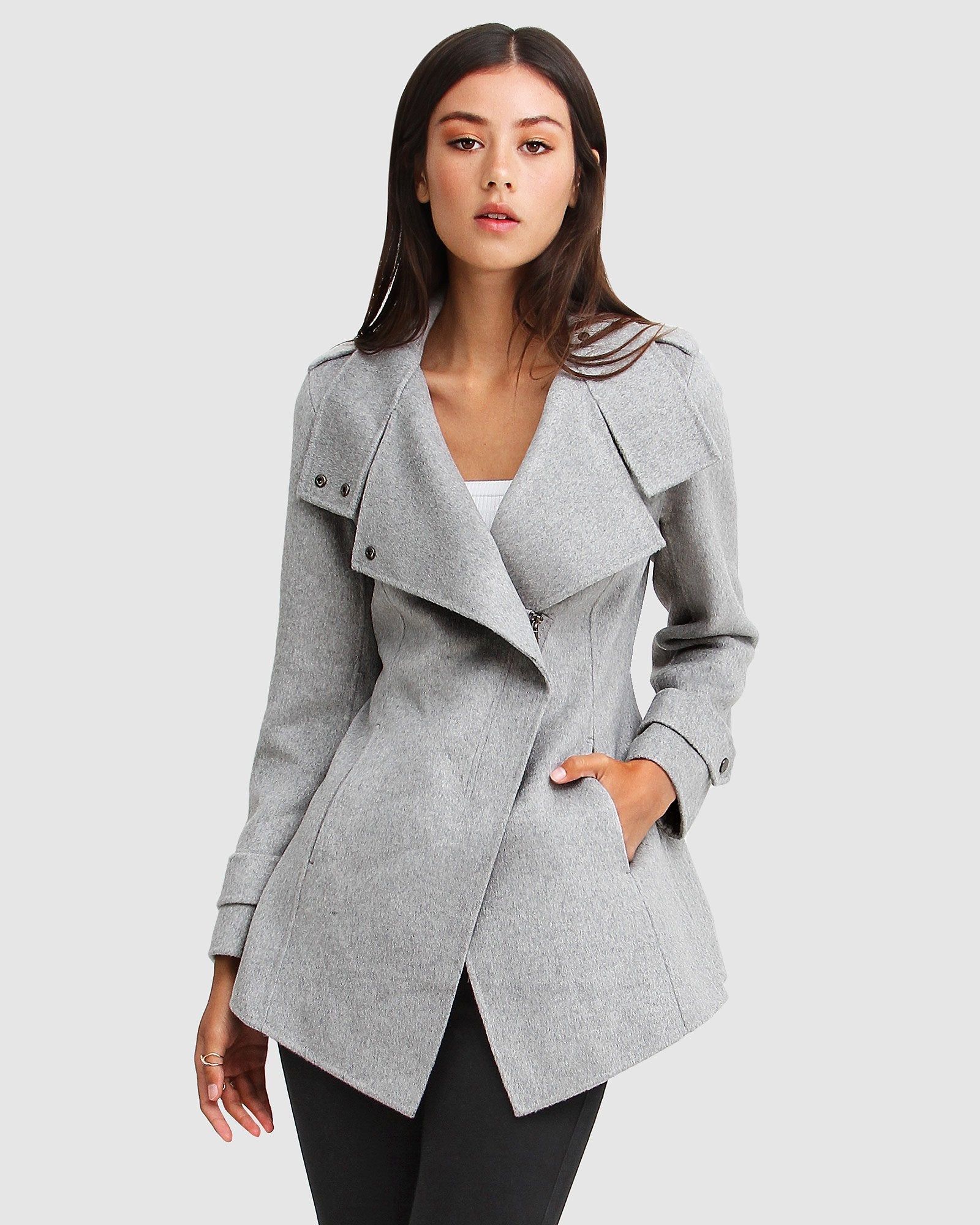 Belle & Bloom NEW FIT Bad Girl Wool Blend Moto Coat