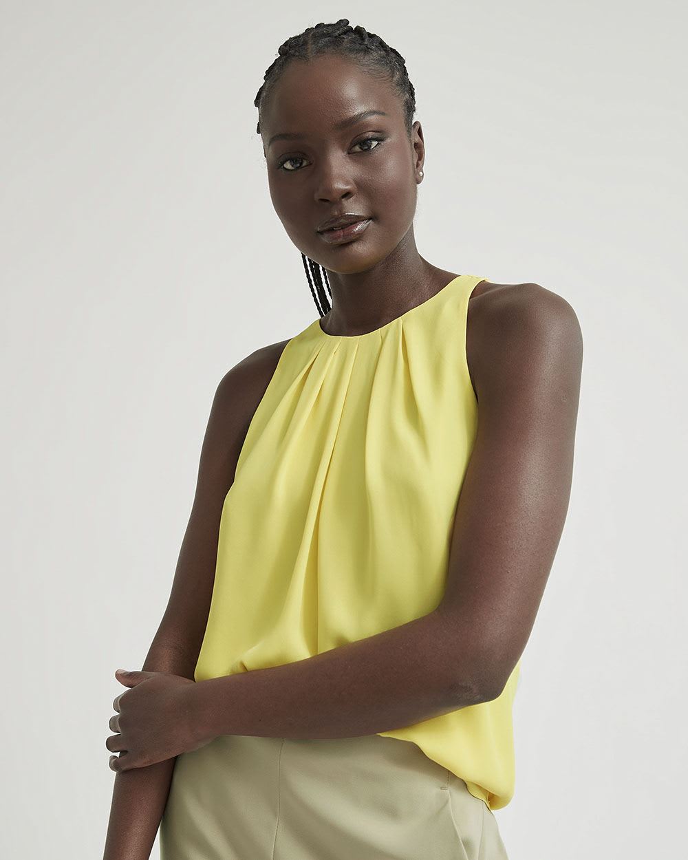 Silky Crepe Crew-Neck Cami