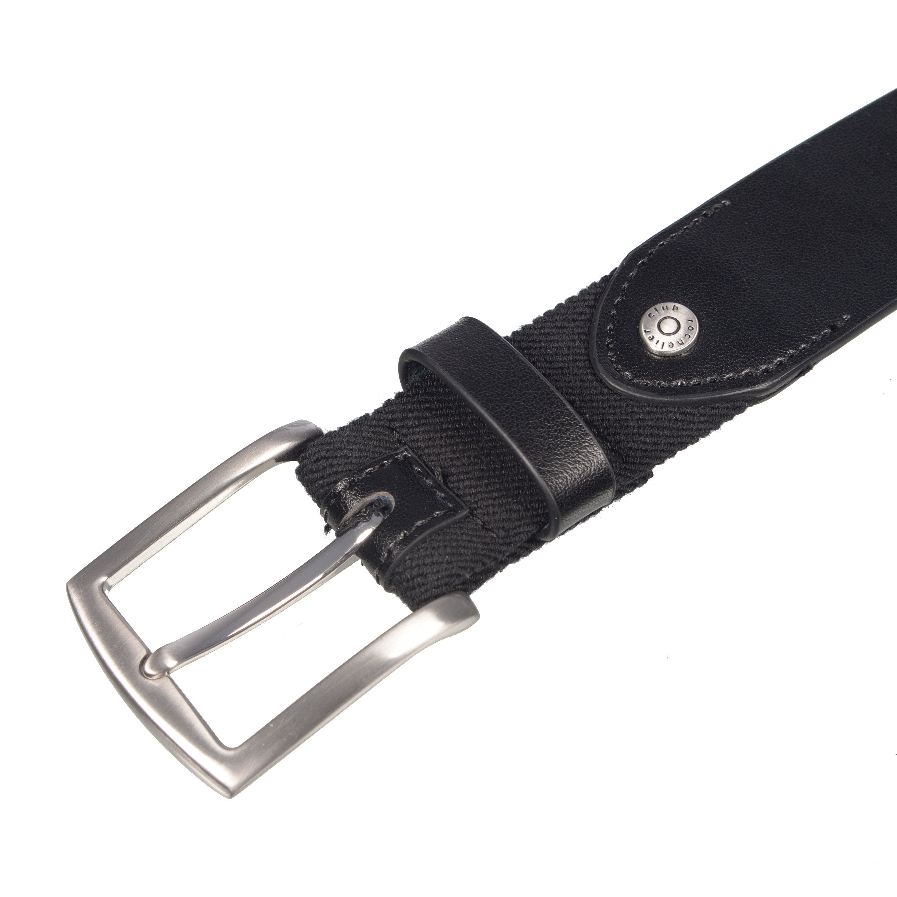 Club Rochelier Men's Extendable Leather Belt with Brushed Nickel Hardware