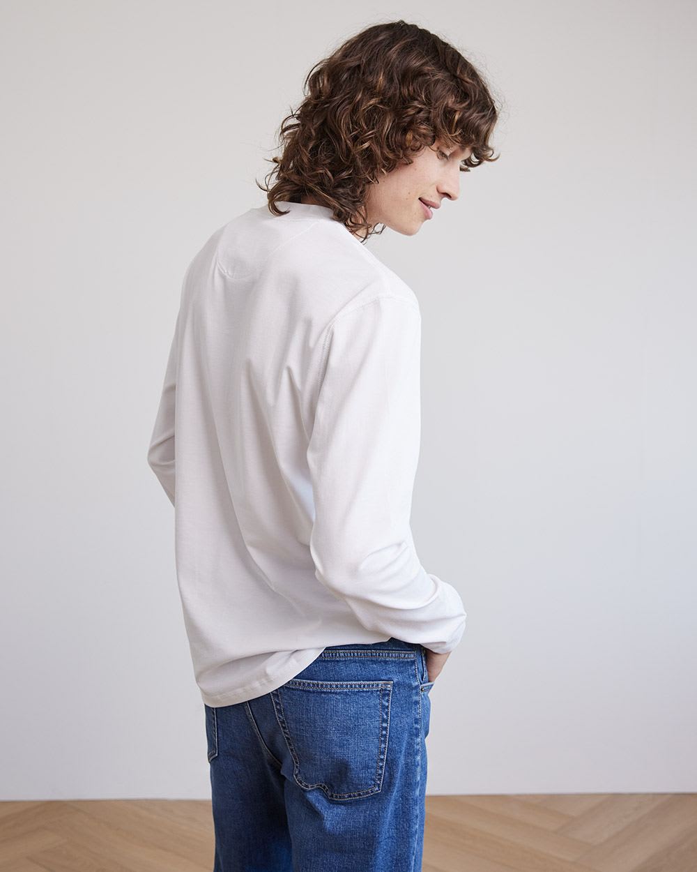 Supima (R) Cotton Long Sleeve Henley T-Shirt