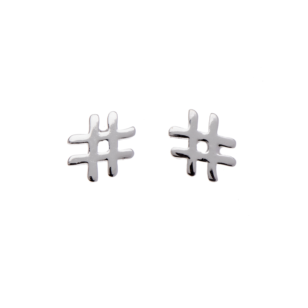 Ag Sterling - Sterling Silver Hashtag Stud Earrings
