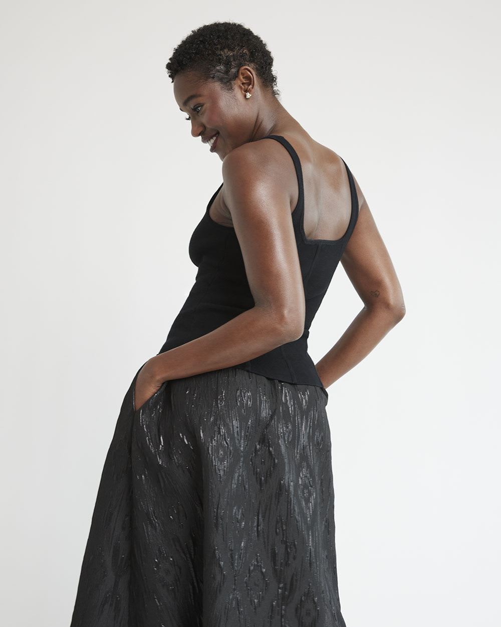 Sleeveless Square-Neck Bodycon Top with Bustier Effect