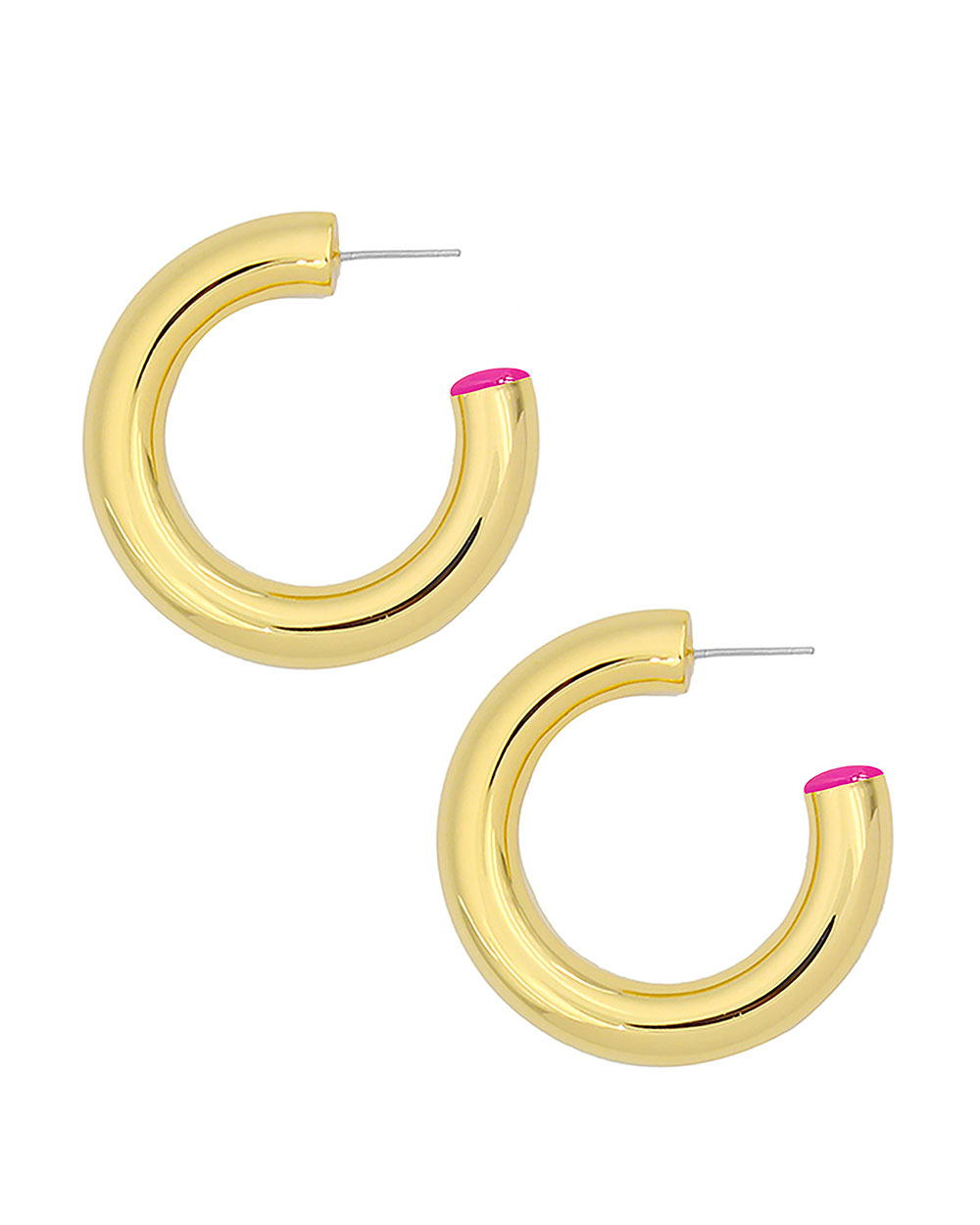 1.5 in Fern 14K Gold-Plated Hollow Hoop - Syd + Pia NYC™