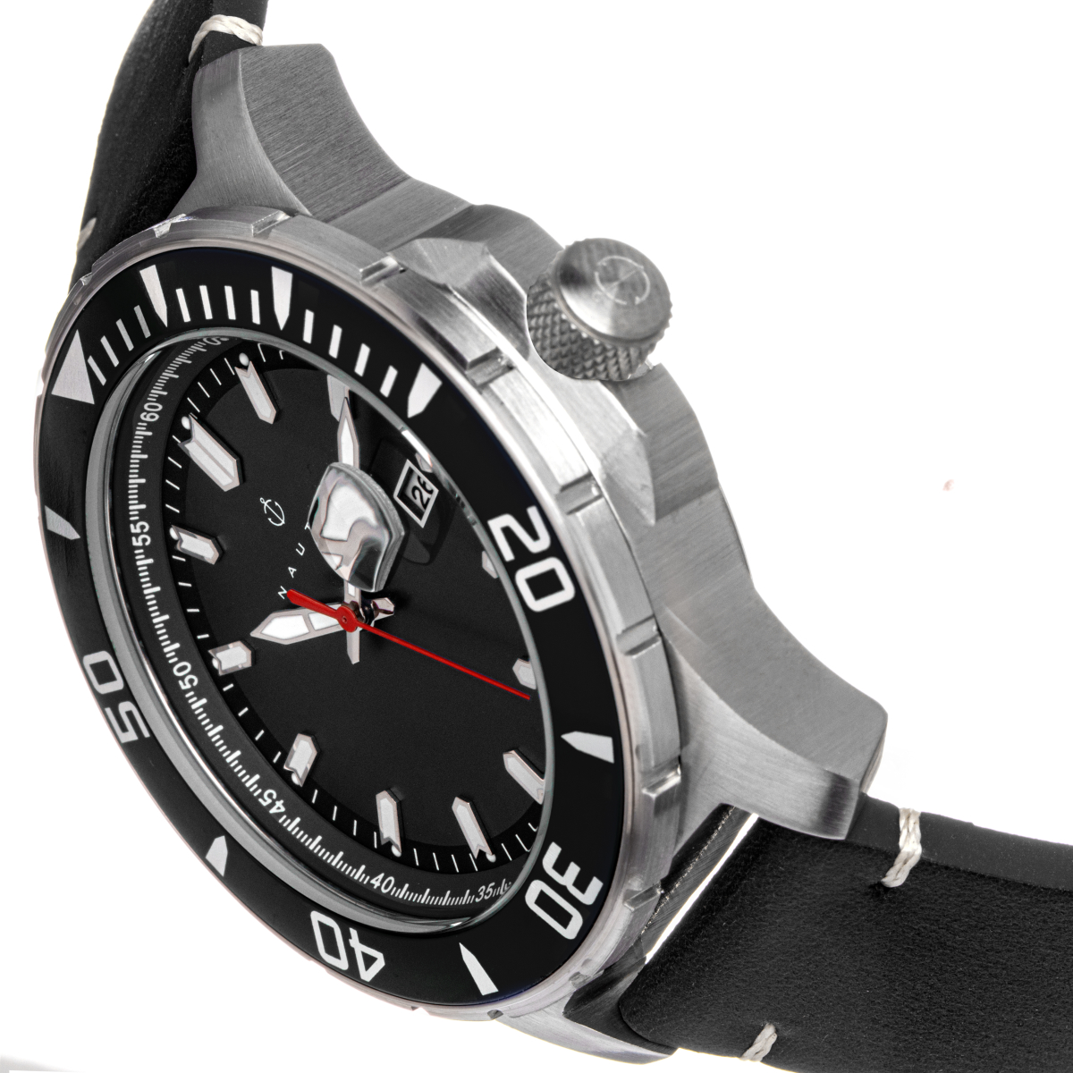 Nautis - Dive Pro 200 Leather-Band Watch w/Date - Green/Black