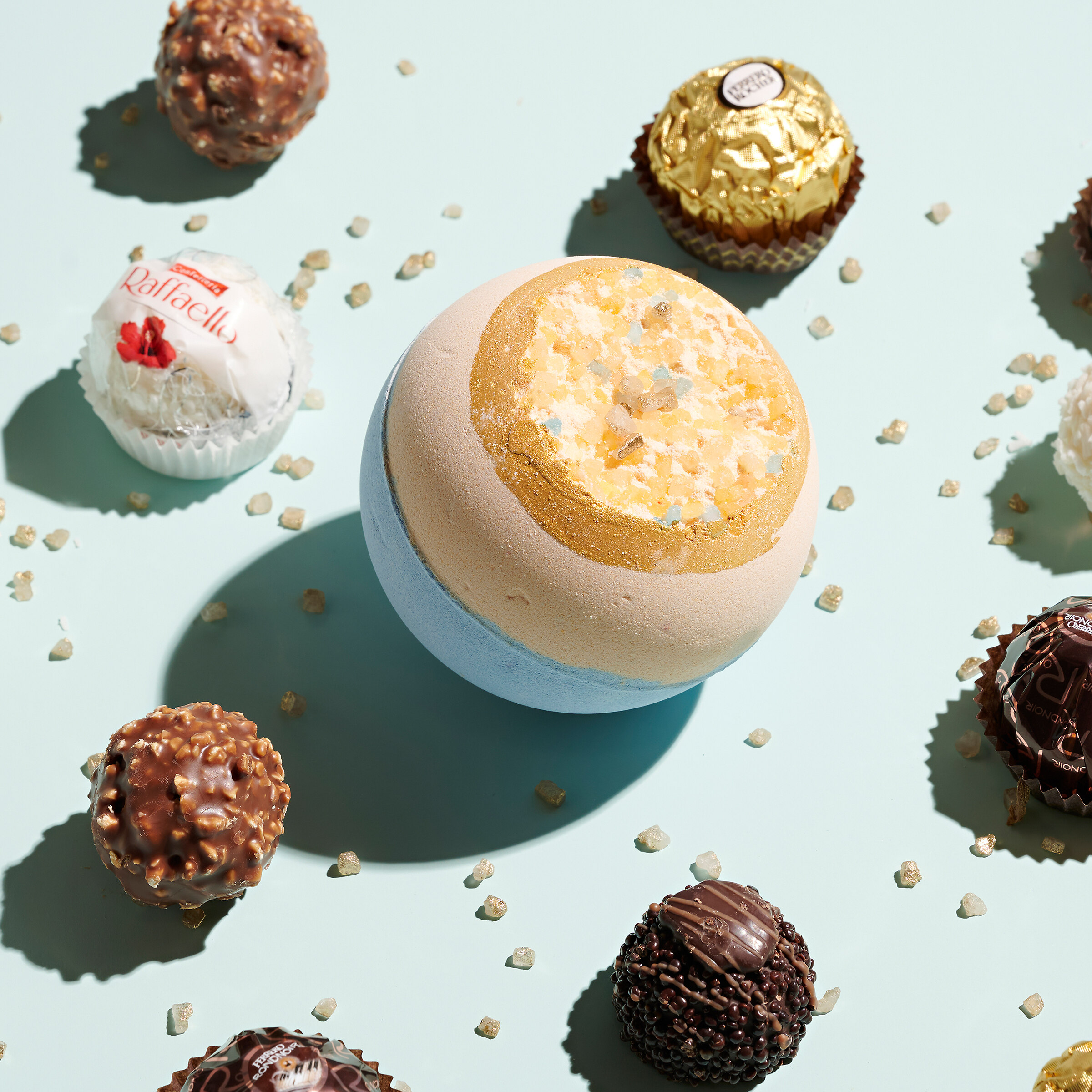 Lovery Ferrero Rocher Handmade Bath Bomb, Extra Large Bath Fizzy, 7oz