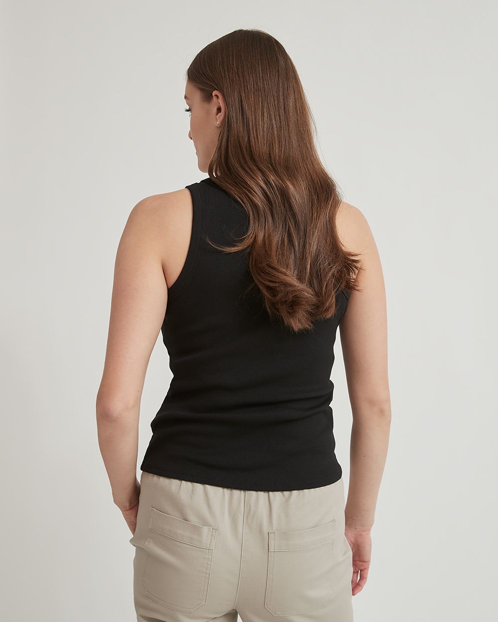 Ribbed Racerback Crew-Neck Cami