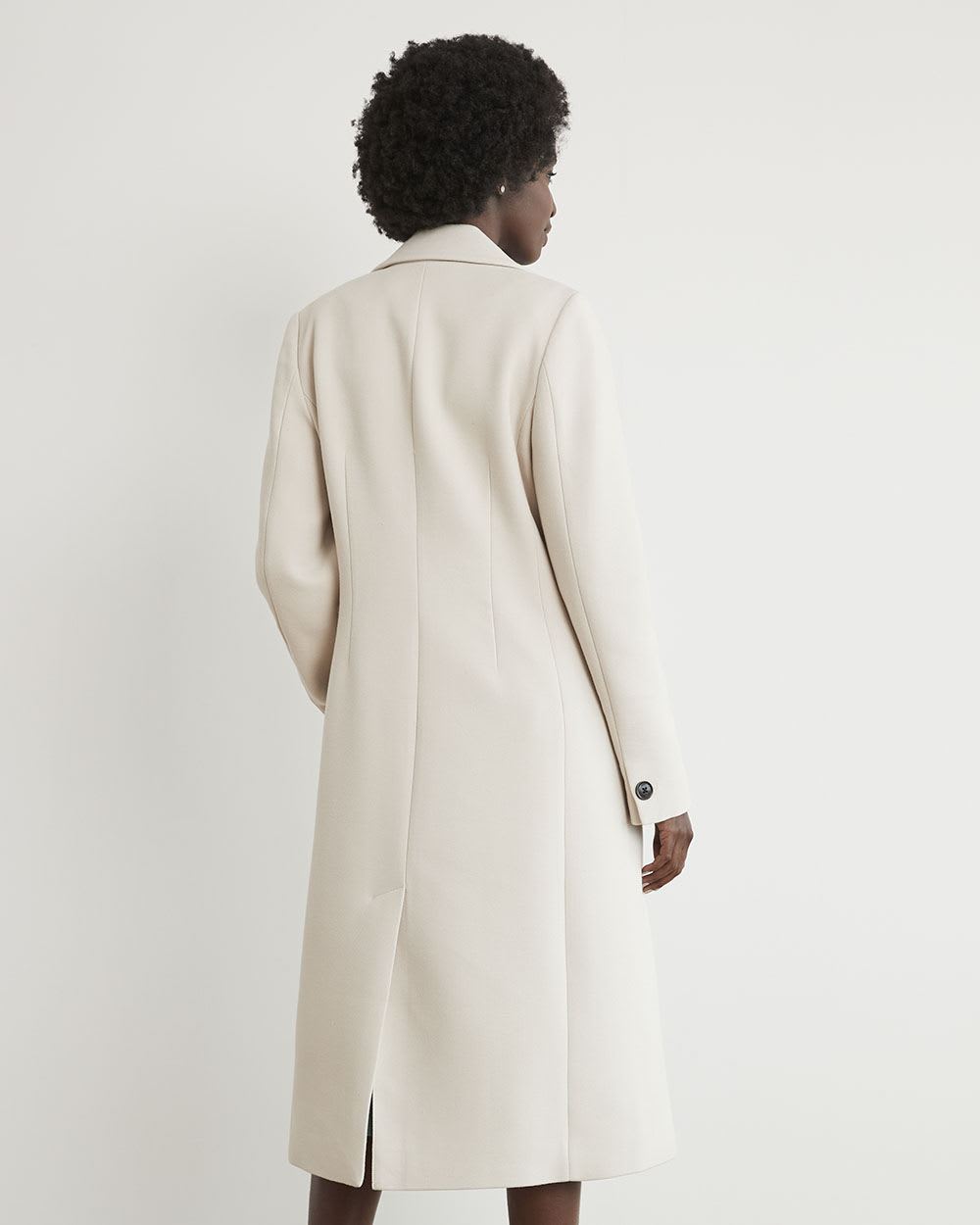 Long Fitted 2-Button Twill Coat