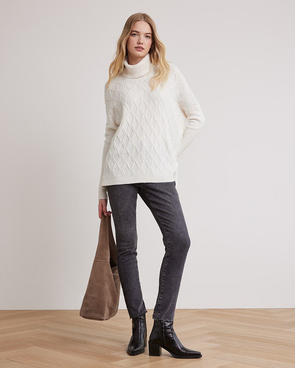 Oversized Long-Sleeve Turtleneck Tunic