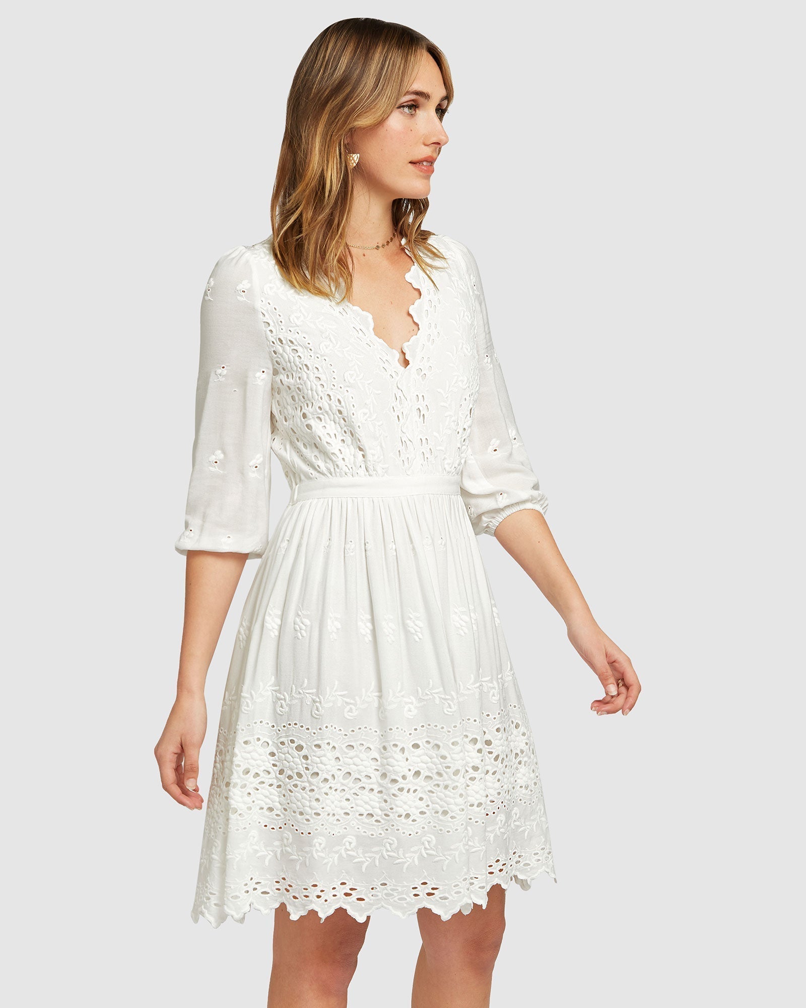 Belle & Bloom Sweet Talk Eyelet Mini Dress