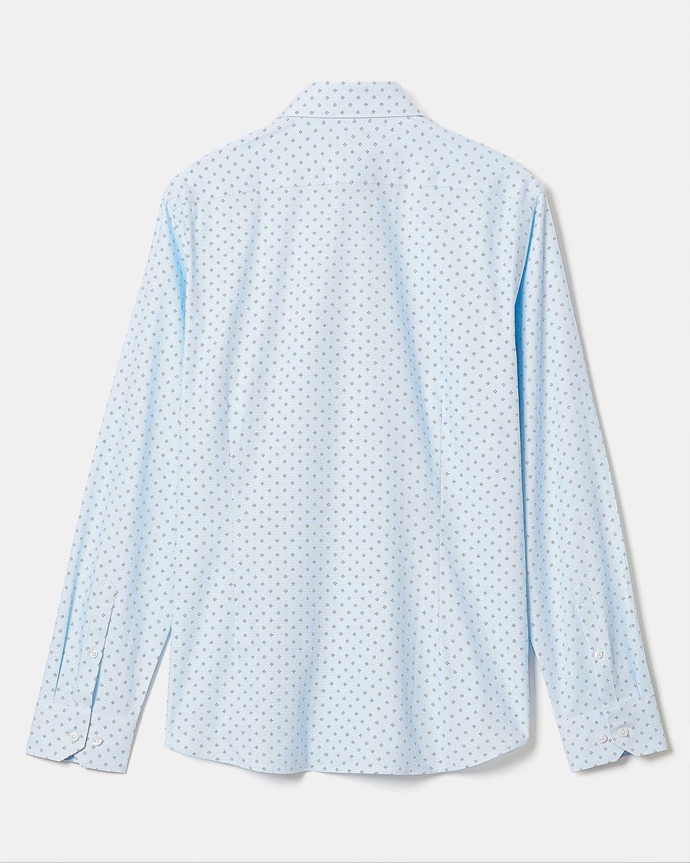 Tailored Fit Micro Geo Print Blue Dress Shirt