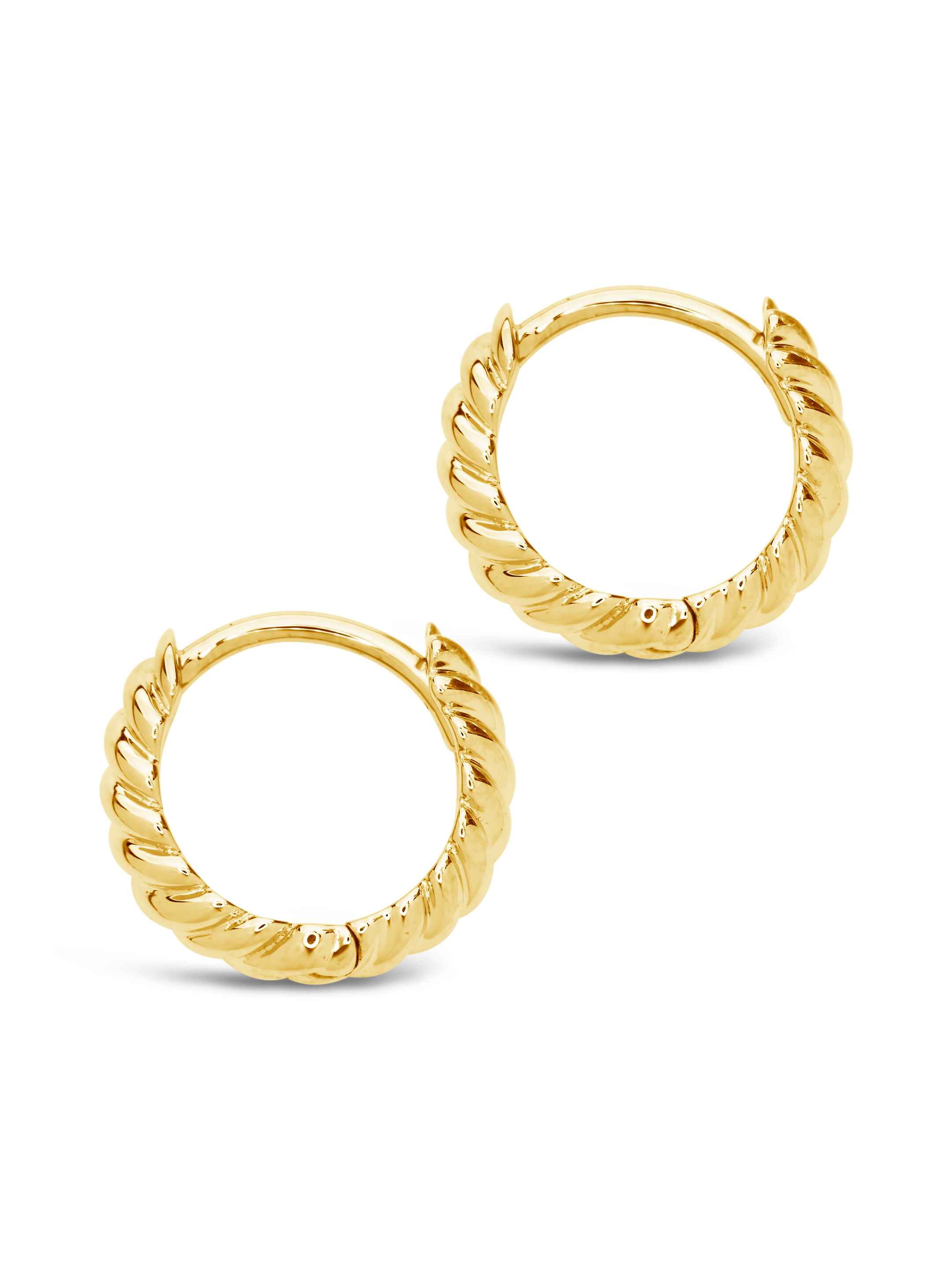 Sterling Forever - 14k Gold Twist Huggie Hoop Earrings