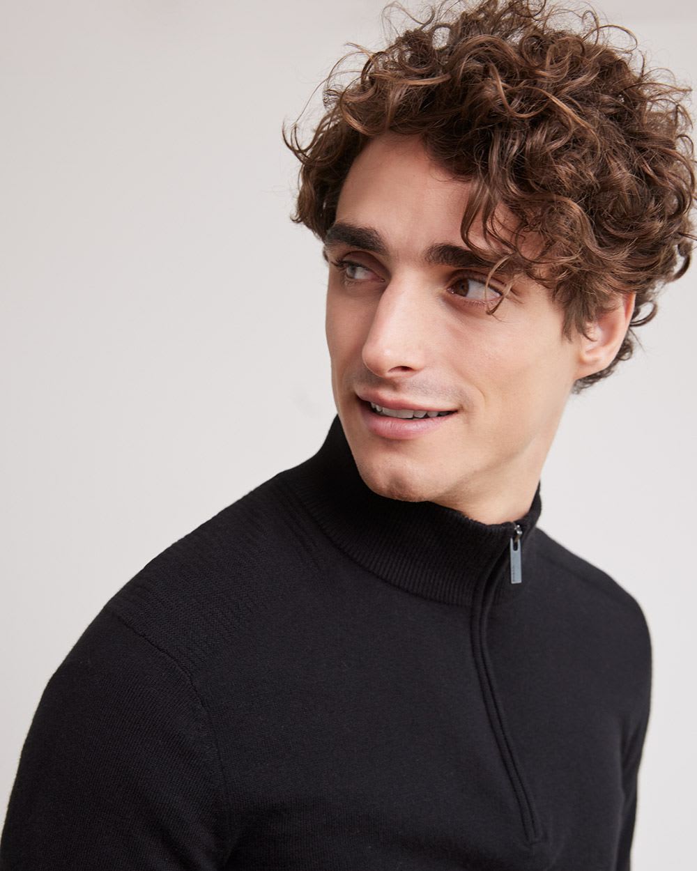Mock-Neck Sweater with Half-Zip