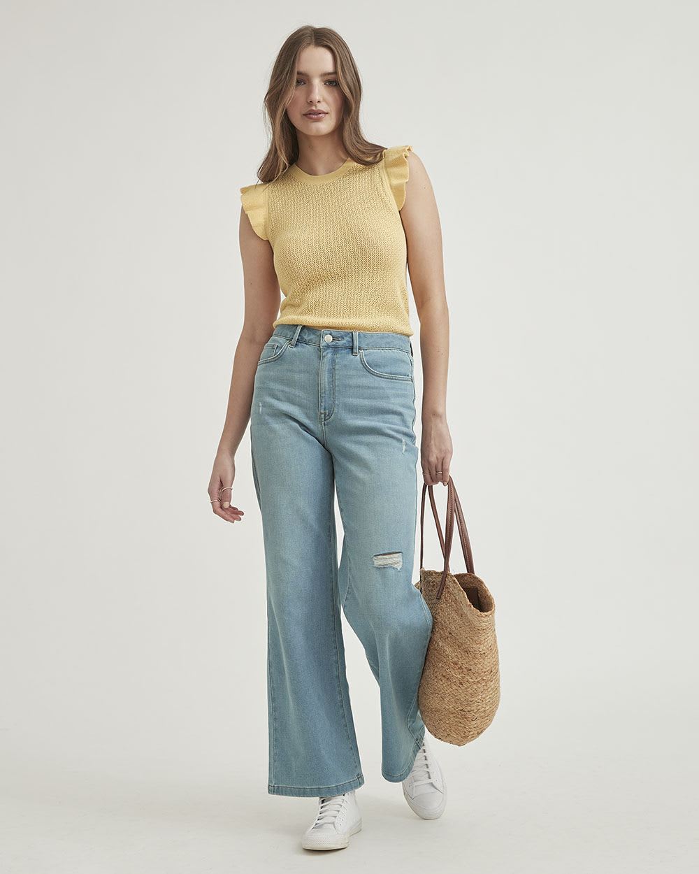 Cotton Cami with Frills at Shoulders