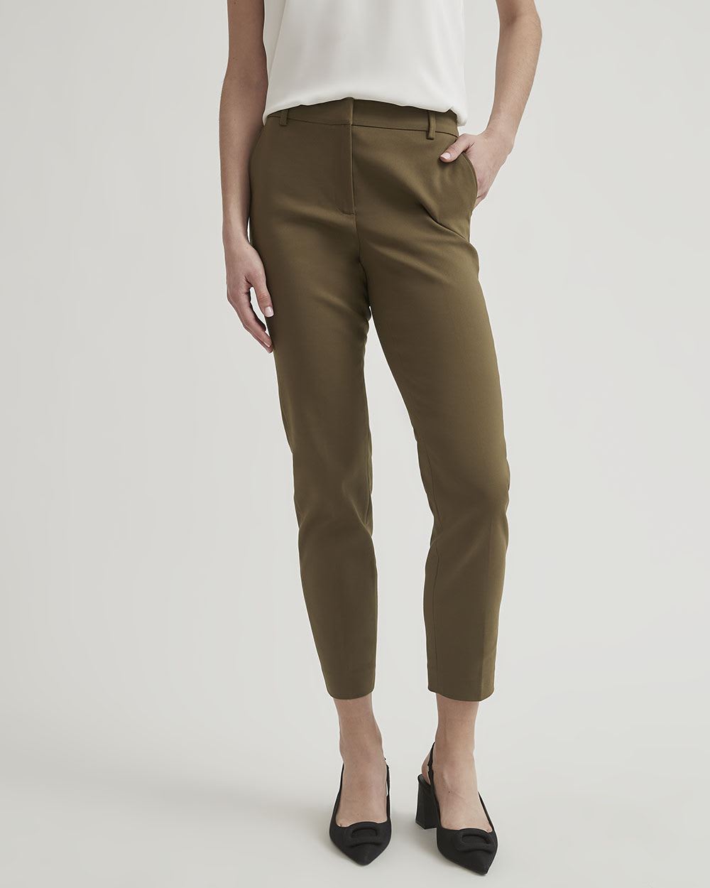 Mid-Rise Slim-Leg Solid Signature Pant - 28"