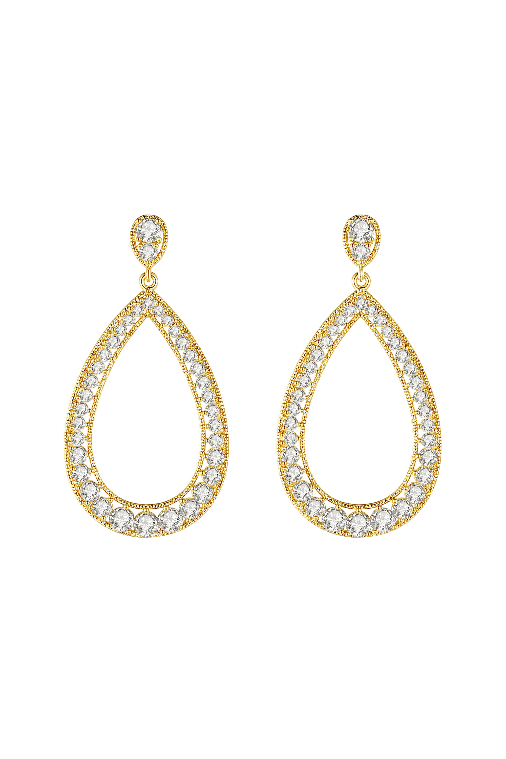 Classicharms-Artisanal Pavé Hollow Teardrop Earrings