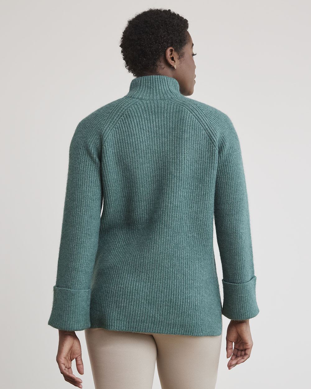 Relaxed-Fit Long-Sleeve Mock-Neck Tunic Sweater