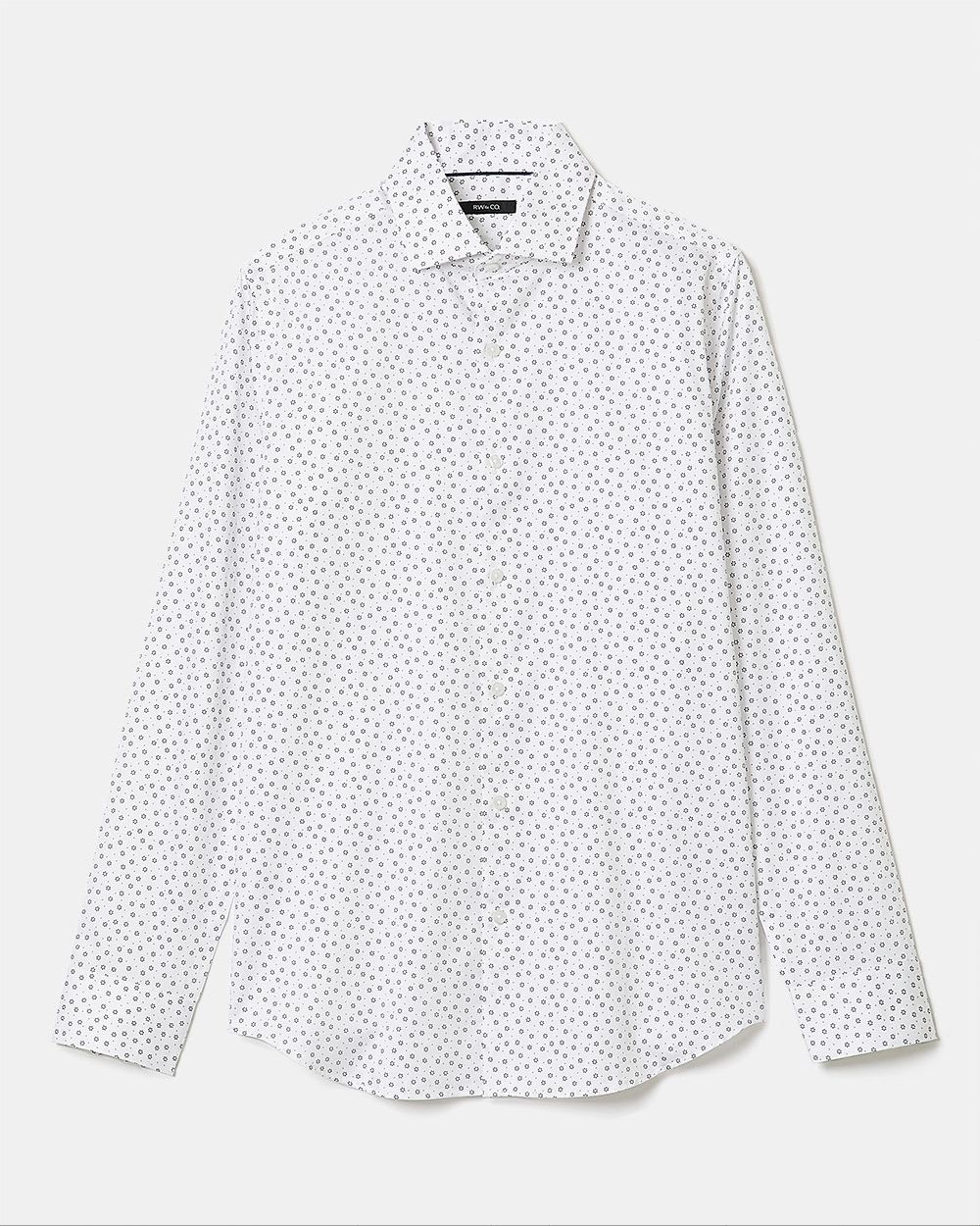 Slim Fit Micro Geometric Floral Print Dress Shirt